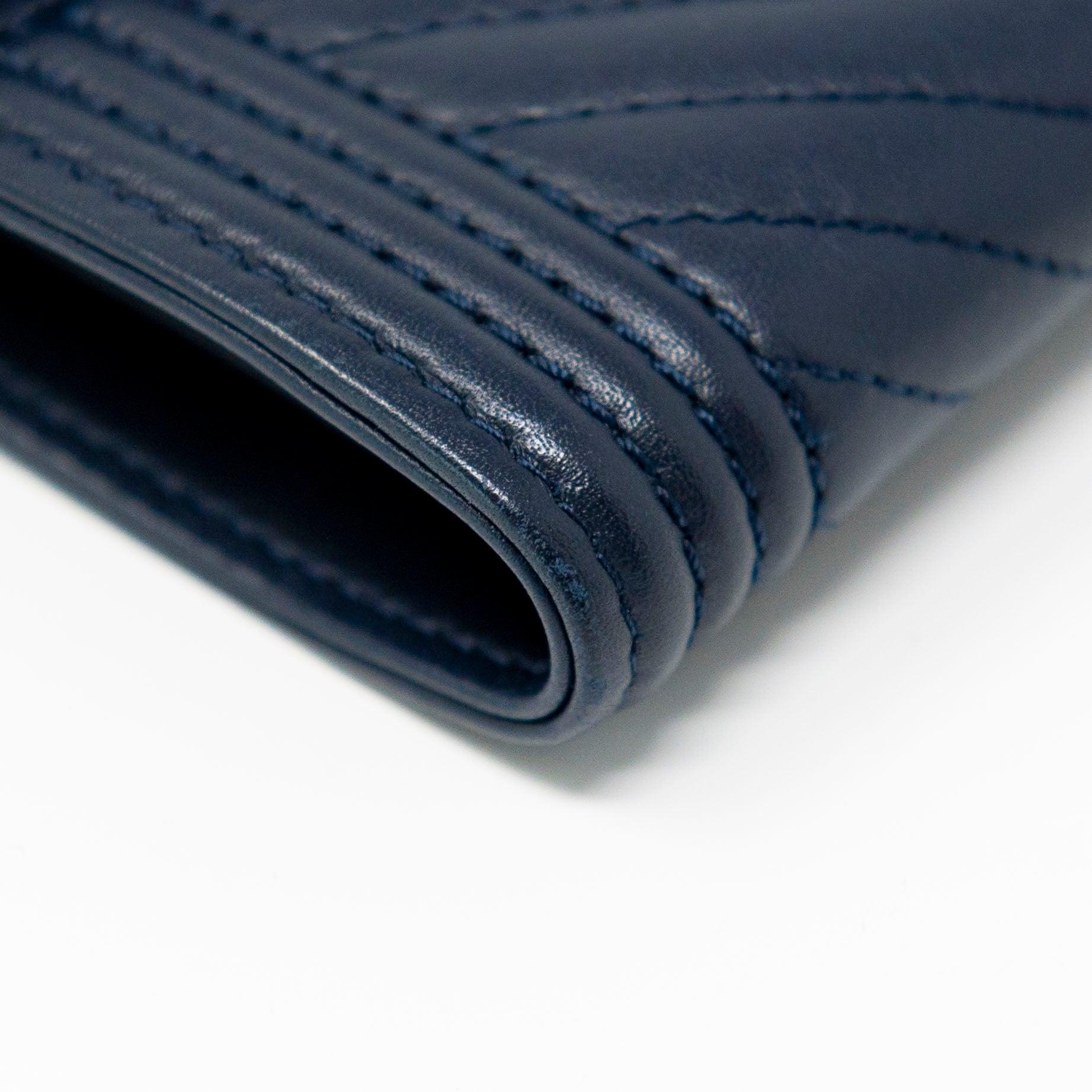 Chanel Blue Lambskin Compact Boy Wallet - Luxury Leather Wallet for Women - Perfect for Everyday Use & Special Occasions