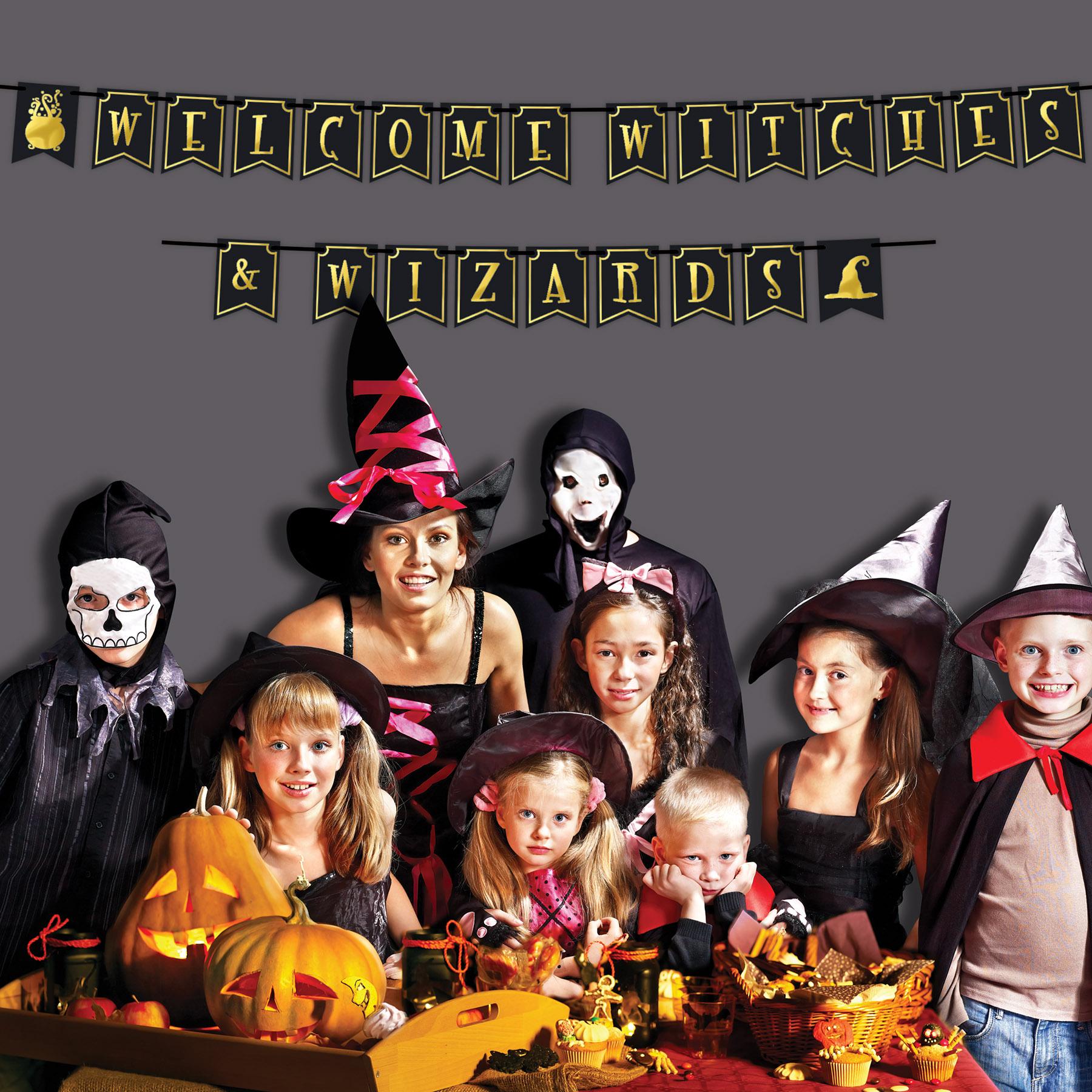 12 Pack Halloween Foil Welcome Witches & Wizards Streamers - Party Decorations for Halloween, Witch Theme Parties & Magical Celebrations