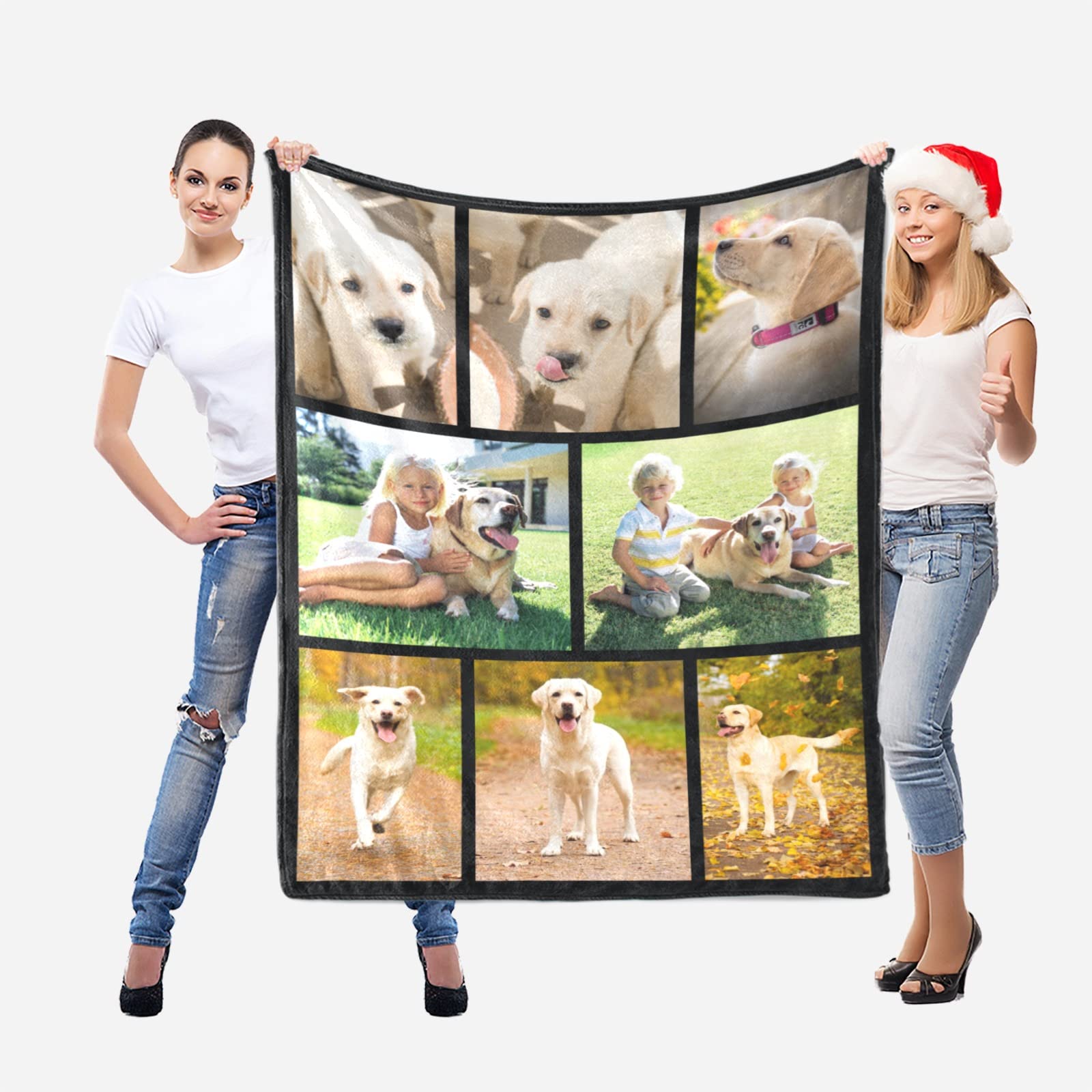 **Personalized Photo Blanket - Custom Flannel Throw Blanket with Text & Pictures - 50