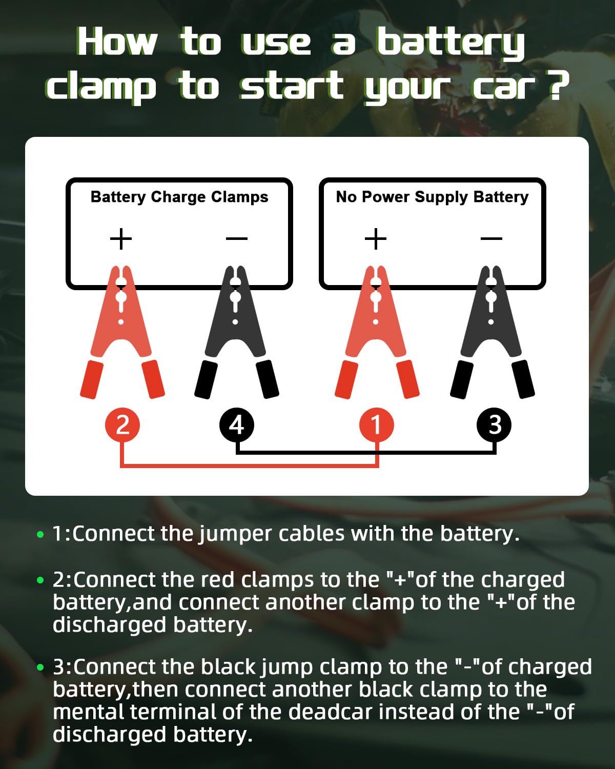SCITOO 2-Pack 1000A Heavy Duty Jumper Cable Clamps - Pure Copper Alligator Clips for Car, Auto, Vehicle & Boat Battery Charging - ETL/CETL Certified (Red & Black) - Perfect for Emergency Jump Starts & Battery Maintenance