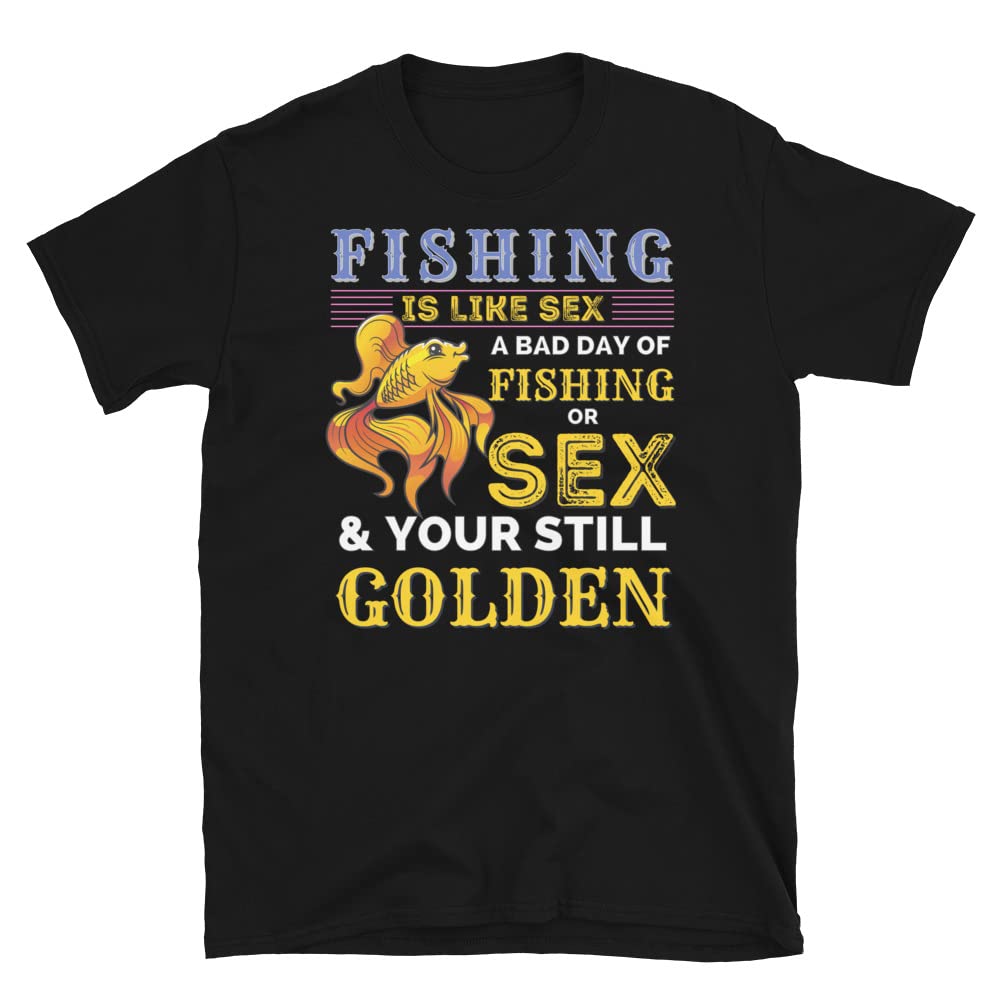 Funny Fishing T-Shirt for Men & Women - 'Fishing is Like Sex' Humor Graphic Tee - Casual Short Sleeve Cotton Shirt for Anglers, Fishing Enthusiasts & Outdoor Lovers - Perfect for Fishing Trips, Camping & Everyday Wear