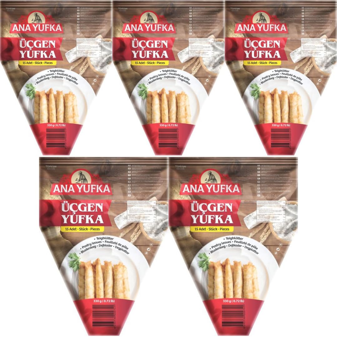 Ana Triangular Phyllo Dough Sheets - Fresh Pastry Dough, 330g x 5 Packs by Pufai Grocery | Perfect for Baklava, Spanakopita & Greek Pastries
