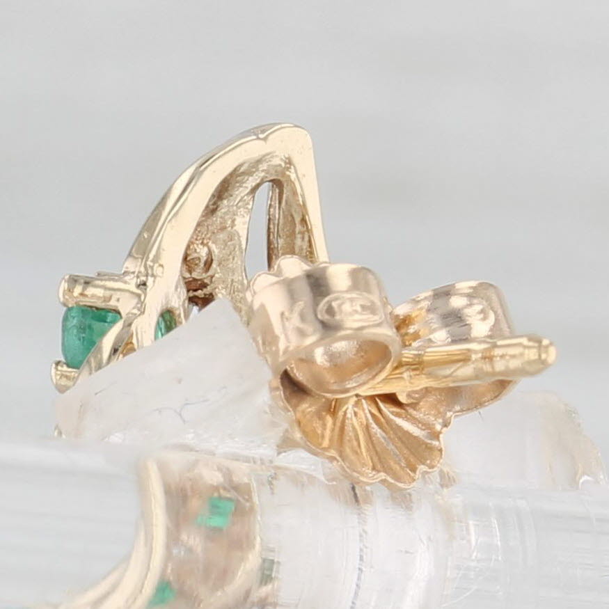 0.28ctw Natural Emerald & Diamond Stud Earrings in 14k Yellow Gold - Perfect for Weddings, Anniversaries & Special Occasions