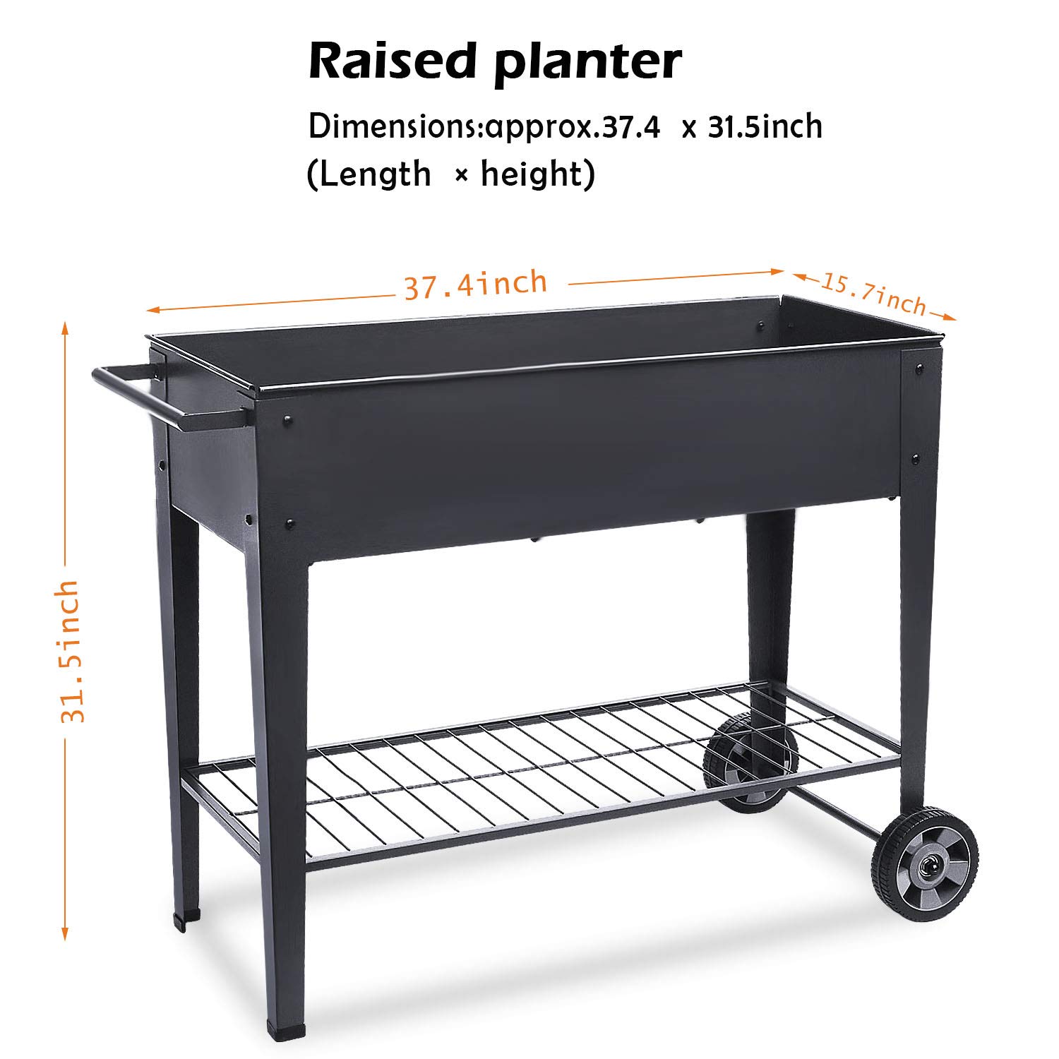 Elevated Raised Planter Box with Legs & Wheels - Outdoor Garden Bed for Vegetables, Flowers, Herbs - Perfect for Patio, Deck, Balcony Gardening