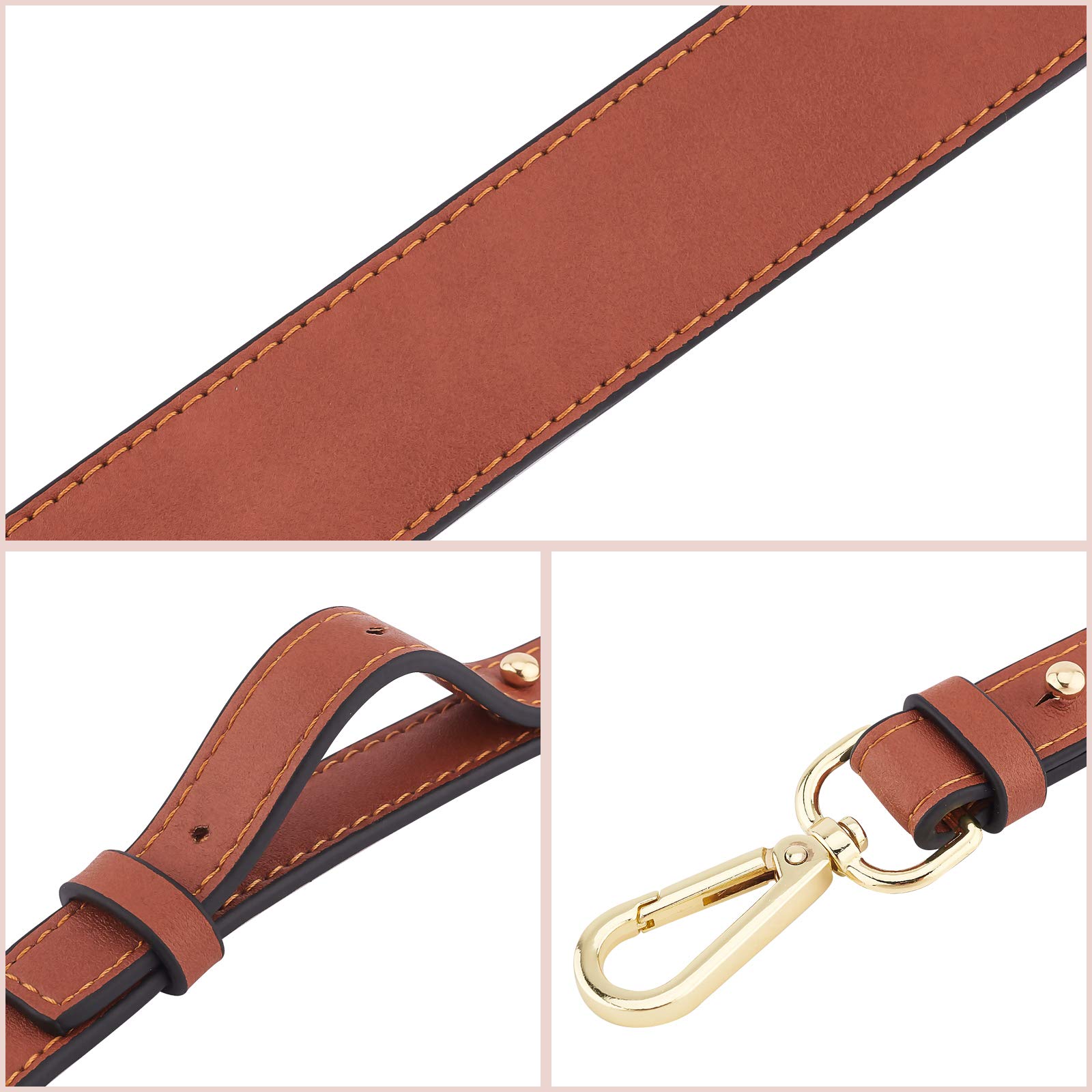 CHGCRAFT 40 Inch Adjustable Leather Bag Strap - Premium Genuine Leather Shoulder Strap with Alloy Swivel Clasps - Fits Handbags, Shoulder Bags & Crossbody Purses (Saddle Brown, 1.45