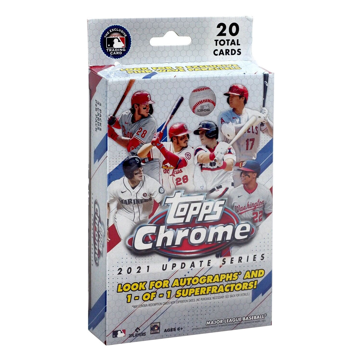 Topps 2021 Chrome Update MLB Baseball Hanger Box - 24 Trading Cards with Rookies & Stars - Perfect for Collectors, Gifts, and Fantasy Baseball Fans