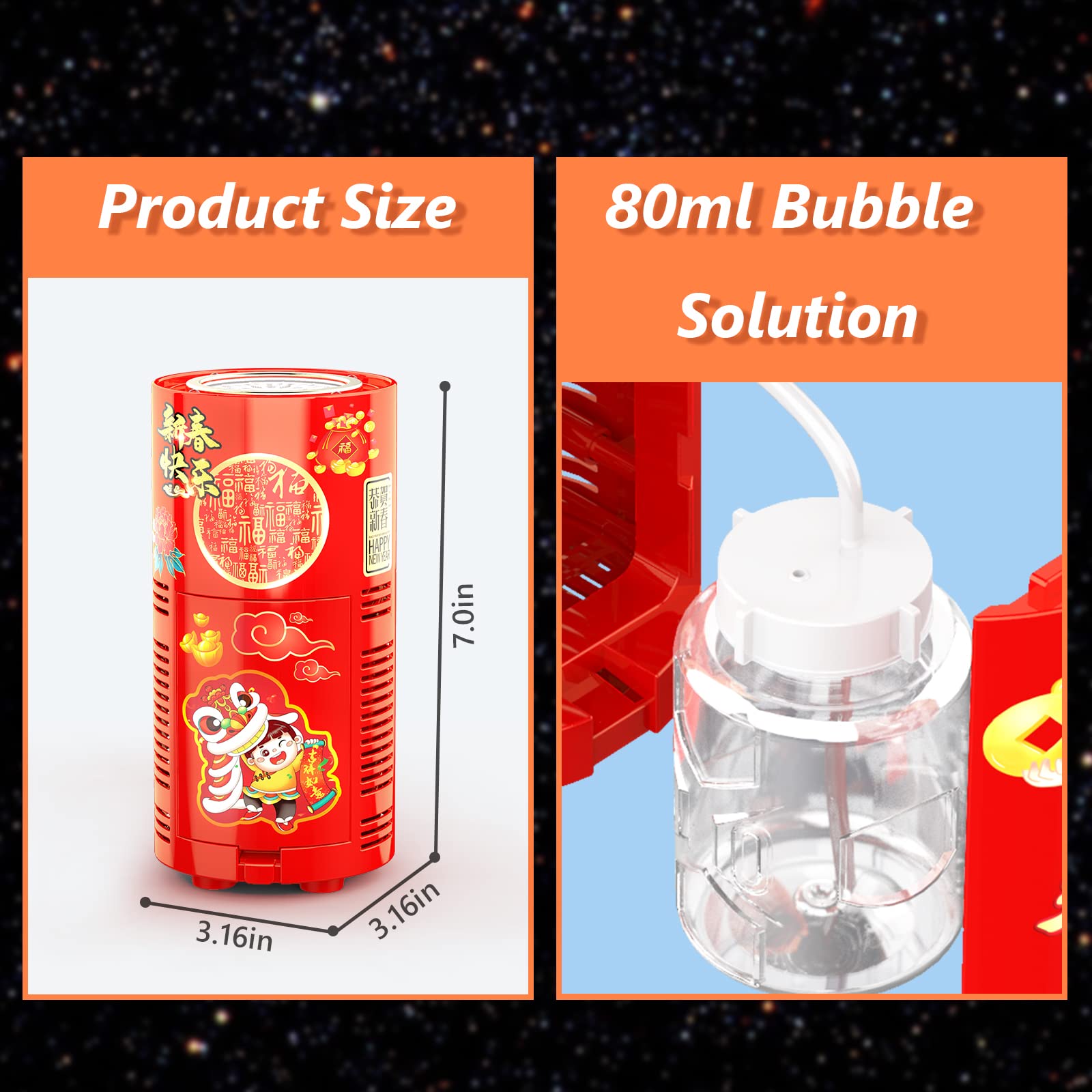 Portable Automatic Bubble Machine with LED Lights & Music - 80ml Bubble Solution Included | Fun Bubble Maker Toy for Kids Outdoor Play, Parties, Weddings, Christmas & Holiday Celebrations