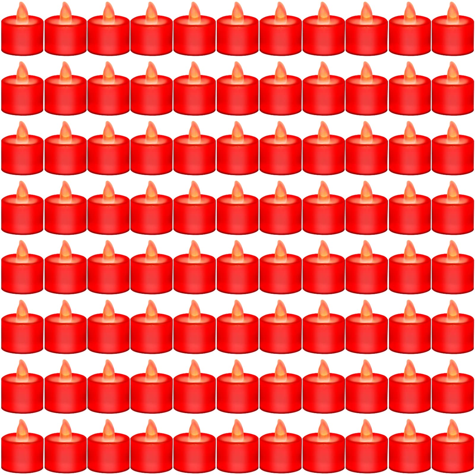 96 Pack Realistic LED Tea Light Candles - Battery Operated Flameless Votive Candles for Wedding, Birthday, Christmas Decor - Romantic Ambiance Lighting (Red) - Perfect for Centerpieces, Dinner Parties & Holiday Displays