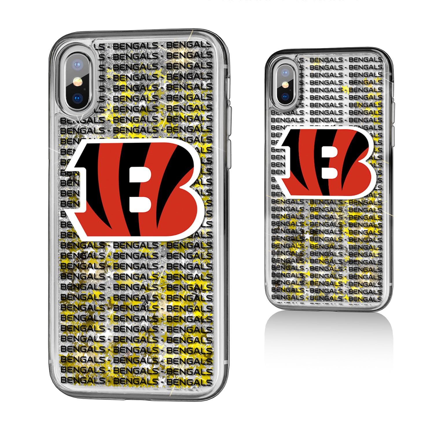 Cincinnati Bengals Glitter iPhone Case - Text Backdrop Design - Perfect for Game Day, Parties & Showcasing Team Spirit