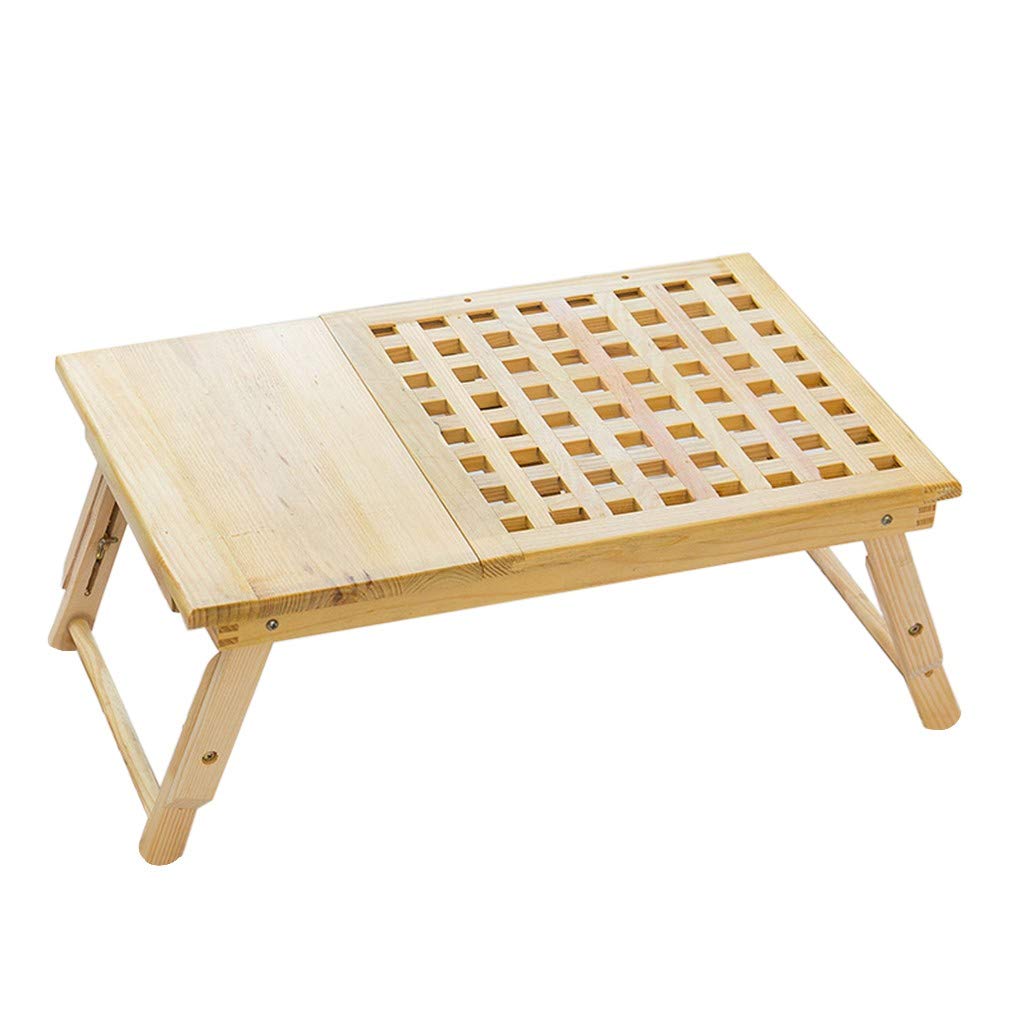 Adjustable Solid Wood Bed Tray Desk - Foldable Laptop Table with Stable Frame for Workstation, Study & Breakfast in Bed (Yellow) - Perfect for Home Office, Dorm Room & Cozy Bedside Use