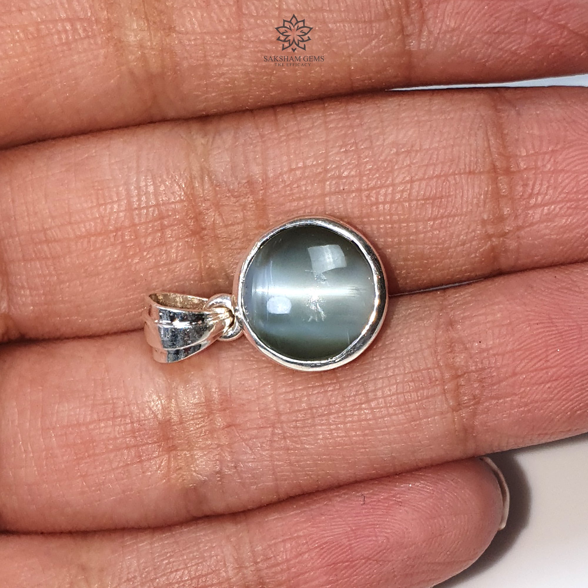 Natural Chrysoberyl Cat's Eye Silver Pendant - 2.50g Genuine Untreated Round Cabochon in 925 Sterling Silver Bezel Setting | Elegant Jewelry Gift for Women, Perfect for Weddings & Special Occasions