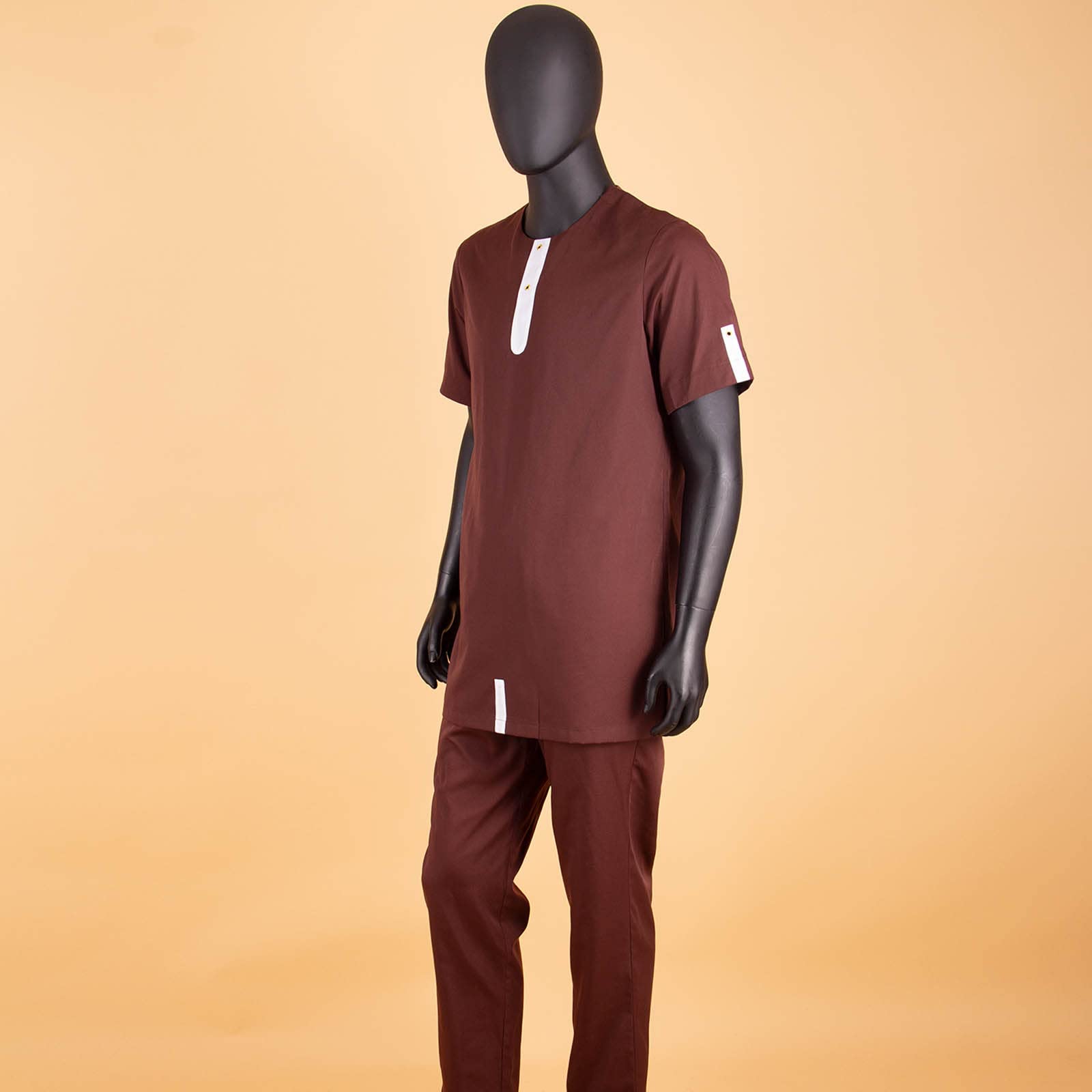 Authentic Bazin Riche African Dashiki Outfit for Men - 2 Piece Short Sleeve Shirt & Pants Set | Traditional Cultural Wear for Weddings, Festivals & Special Occasions