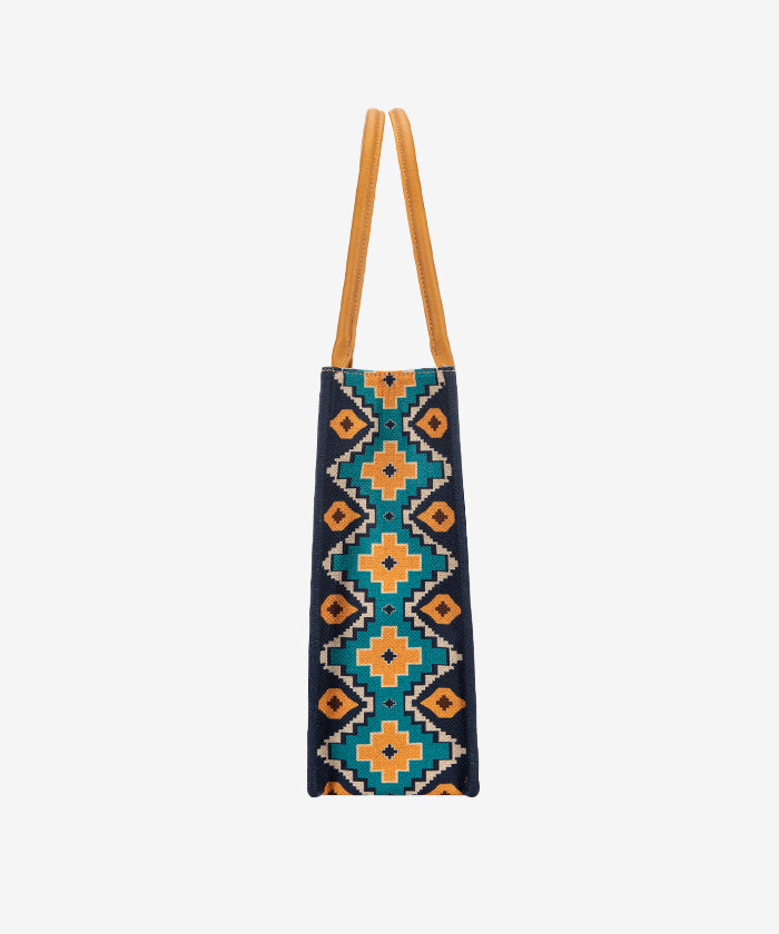 Wrangler Aztec Print Canvas Tote Bag for Women - Stylish & Durable Handbag for Shopping, Beach, Work & Travel