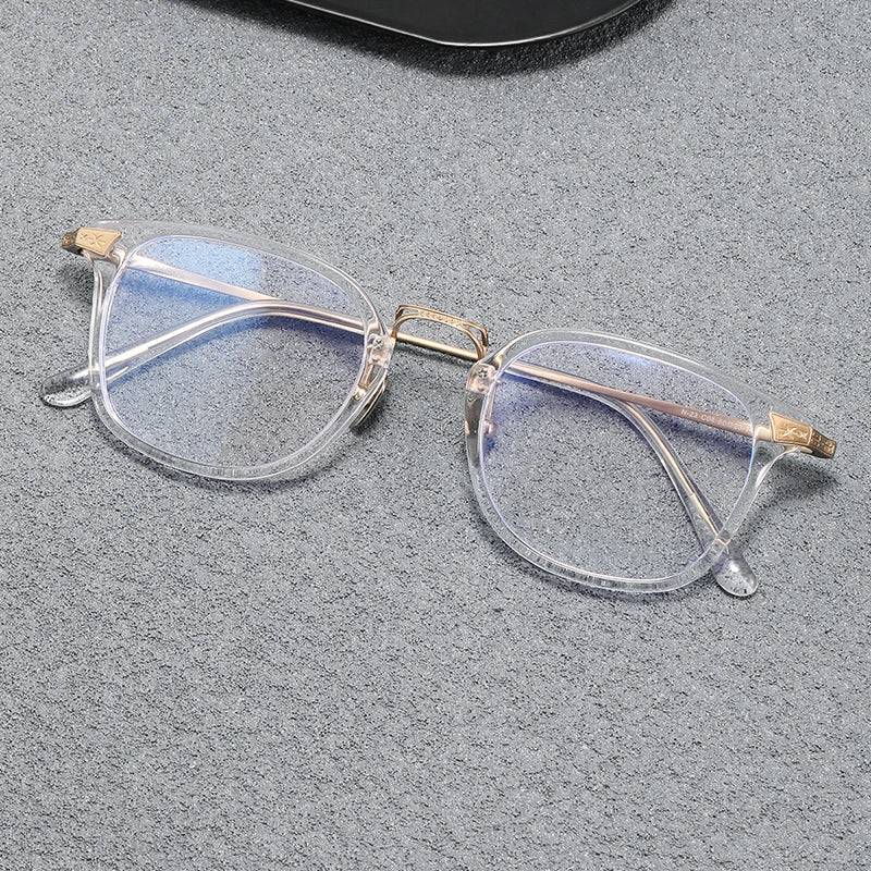 Stylish Unisex Black Titanium Acetate Square Frame Eyeglasses - Lightweight & Durable for Work, Reading & Fashion | MN23