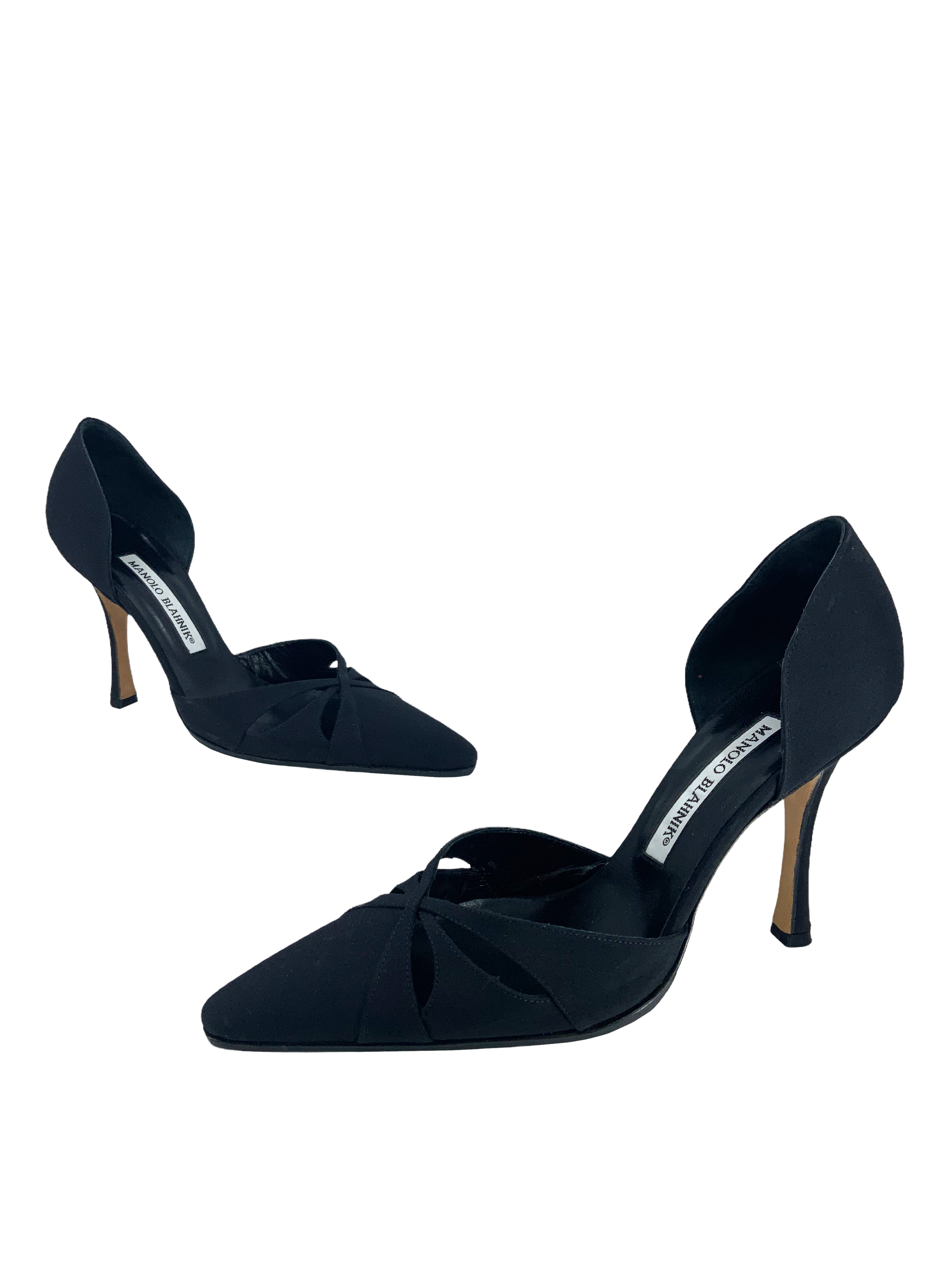 Manolo Blahnik Butterfly Silk Pumps Women's Size 5.5 - Elegant High Heel Shoes for Weddings, Parties & Special Occasions