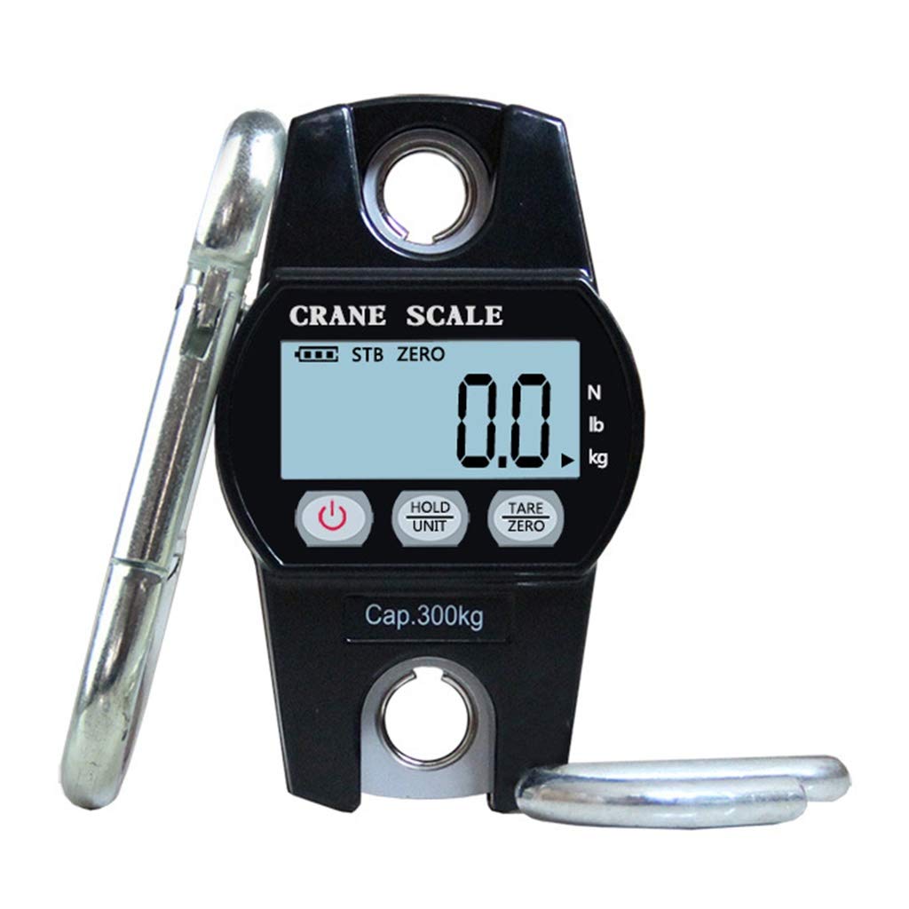 Stainless Steel Digital Hanging Crane Scale 300KG/100g - Heavy Duty Industrial Hanging Weight Scale with LED Display for Farm, Fishing, Hunting & Factory Use (Black) - Perfect for Weighing Livestock, Fish Catch & Industrial Materials