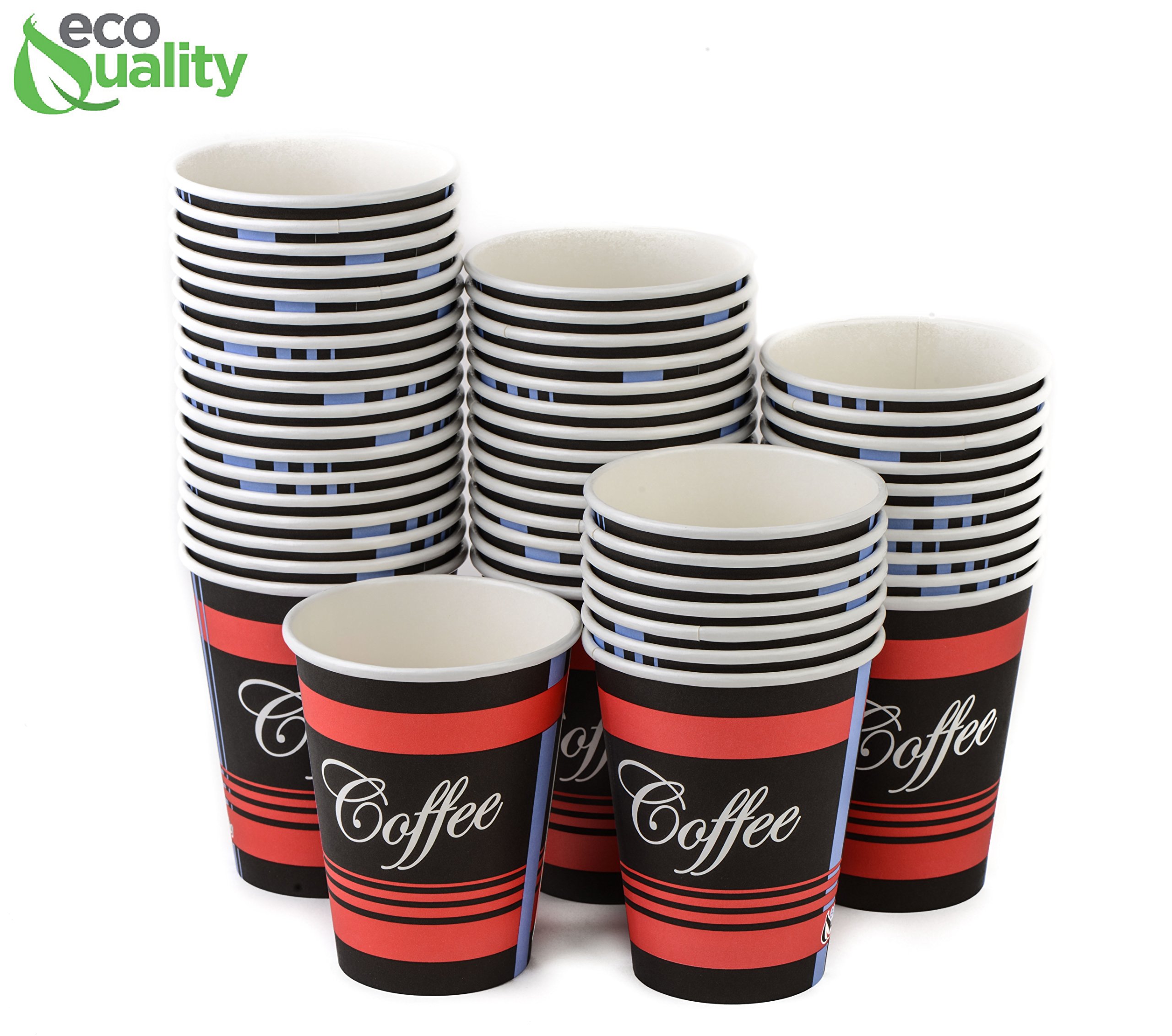 EcoQuality 8 oz Disposable Coffee Cups (1000 Pack) - Restaurant Grade Hot Drink Cups for Coffee, Tea, Cappuccino, Hot Chocolate & Chai Latte - Perfect for Cafes, Offices, Events & Catering