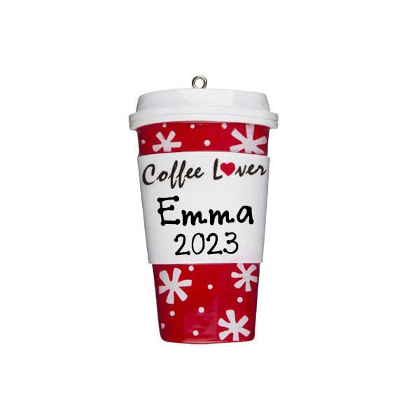 Personalized Coffee Lover Ornament - Custom Engraved Coffee Addict Gift, Unique Coffee Cup Decor for Christmas 2023 | Perfect for Home, Office & Coffee Shop Decorations
