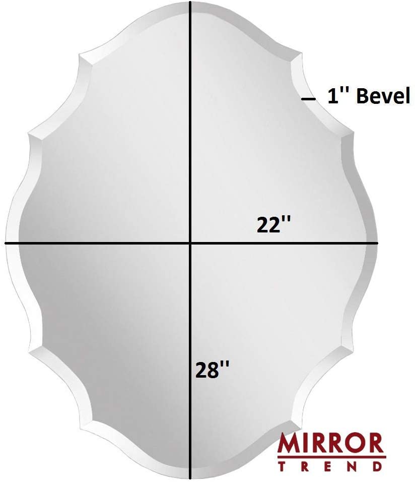 Emma Shaped Frameless Beveled Mirror with Solid Wood Backing - 22x28 Inches - Elegant Wall Mirror for Bedroom, Bathroom, Living Room & Entryway Decor