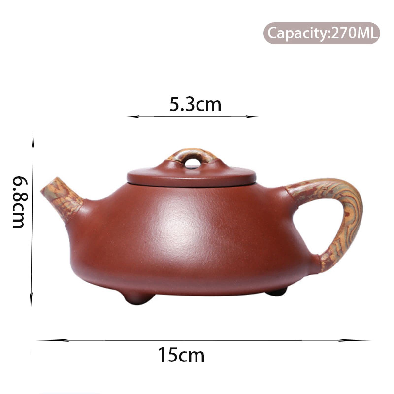 Premium 270ml Yixing Purple Sand Cast Iron Teapot - Authentic Vermilion Mud Clay Teapot for Chinese Tea Ceremony, Home Brewing & Gift Giving