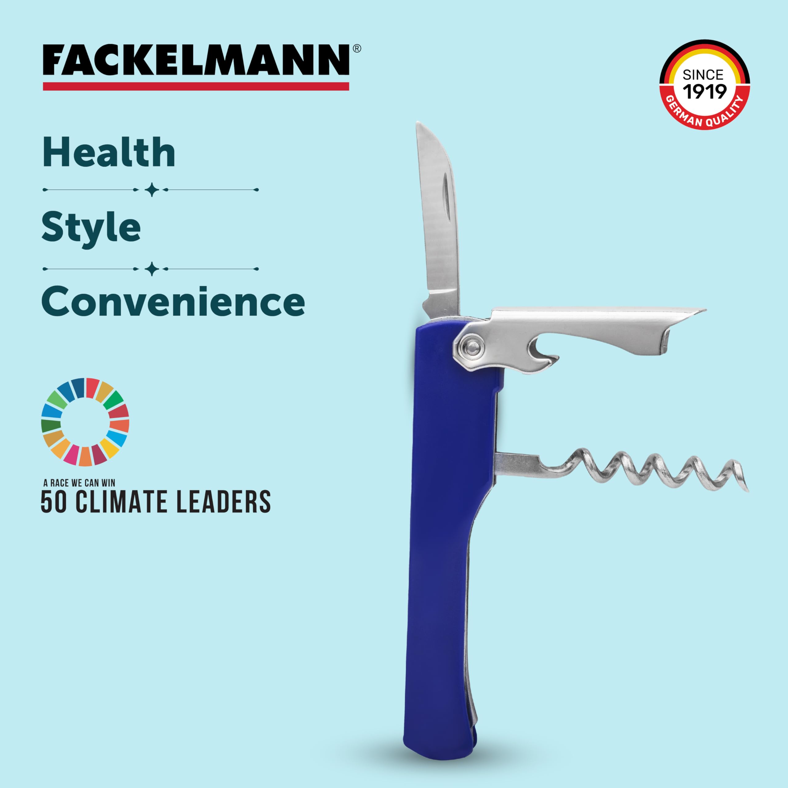 Fackelmann Professional Sommelier Corkscrew with Foil Cutter & Bottle Opener - Stainless Steel Wine Opener for Restaurants, Bars & Home Use