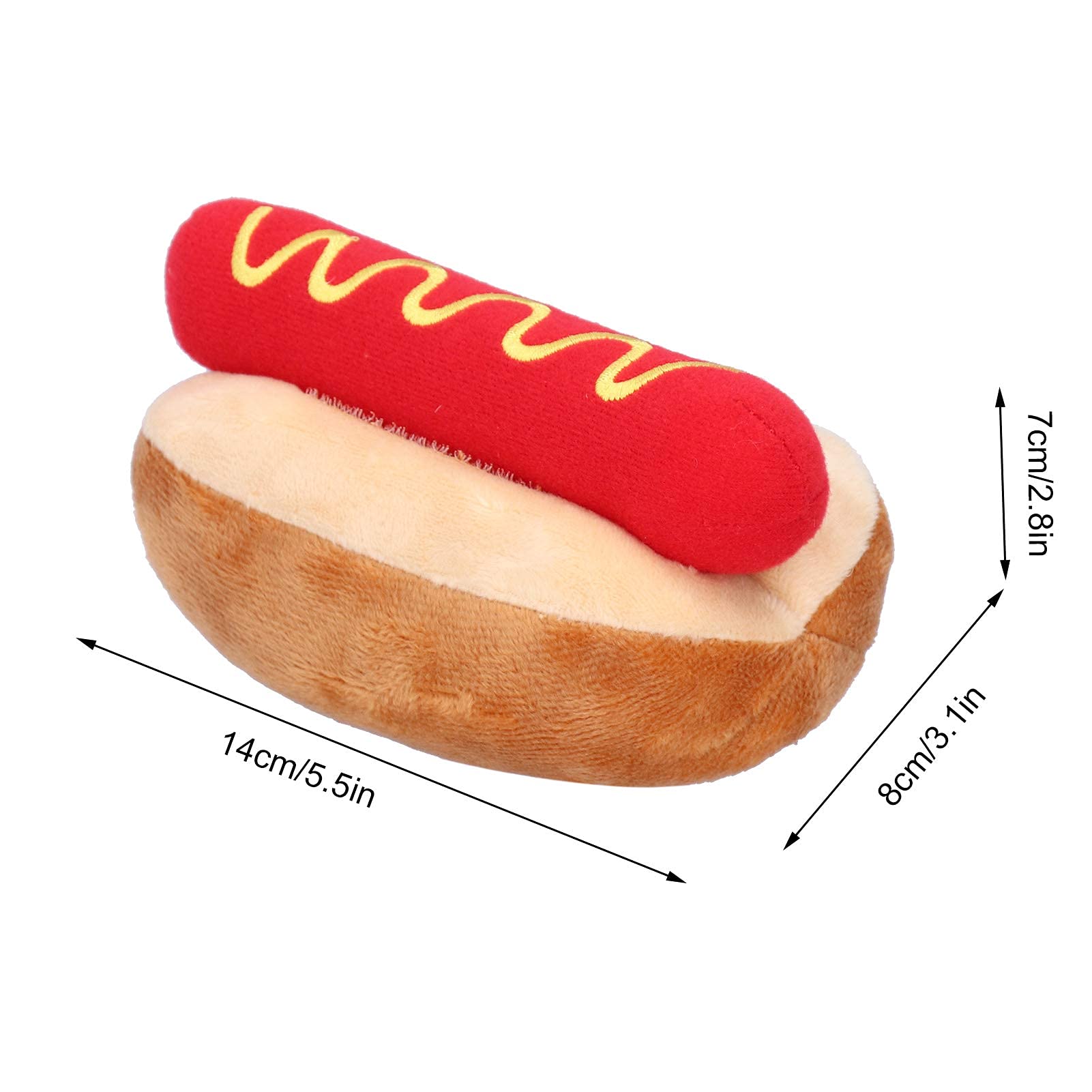 Zerodis Squeaky Plush Puppy Toys for Dogs - Hot Dog Shaped, Detachable & Soft Interactive Chew Toy for Small & Medium Dogs - Perfect for Playtime, Training & Teething Relief