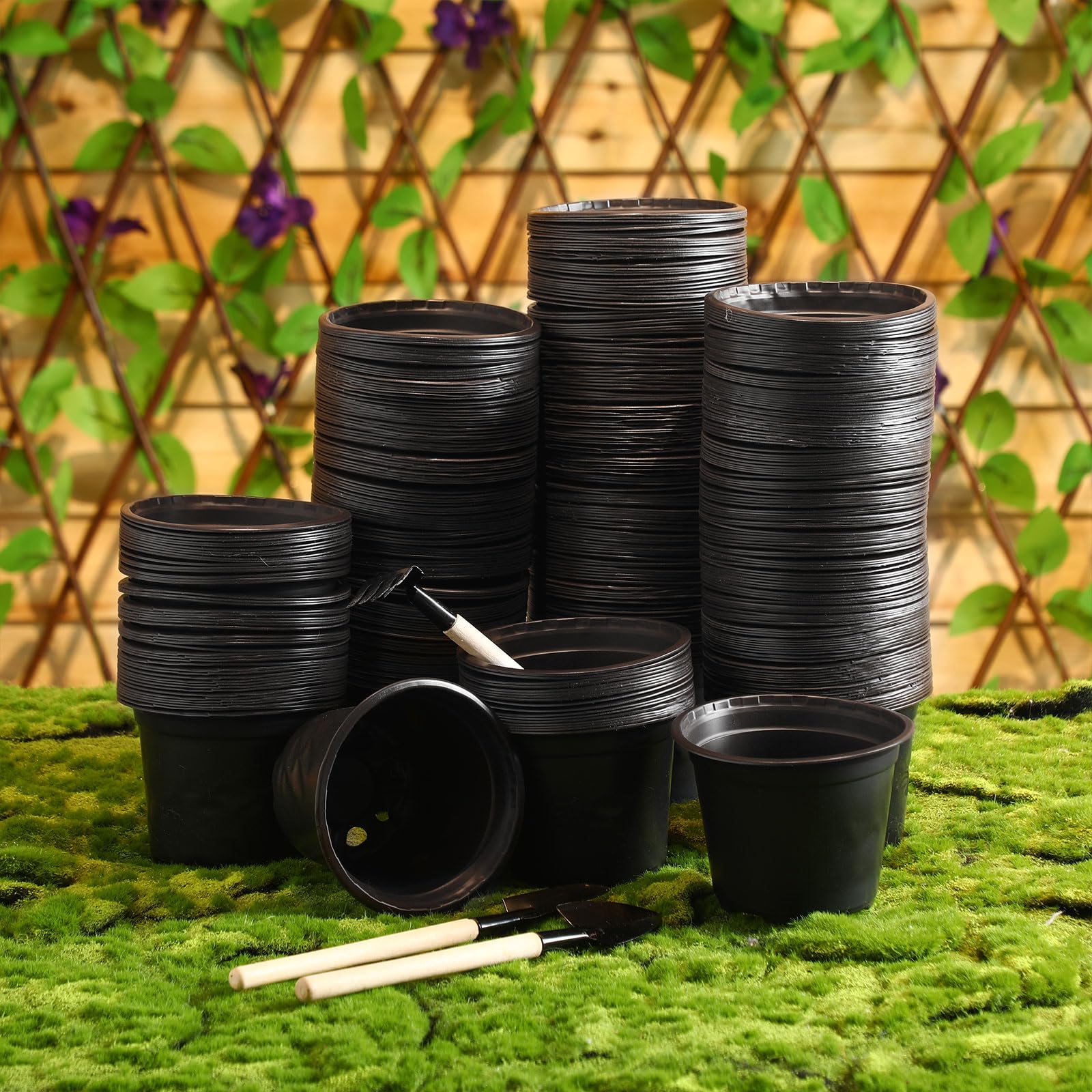 1500 Pcs 6 Inch Black Plastic Seedling Pots with Drainage Holes - Reusable Plant Nursery Containers for Indoor/Outdoor Gardening, Seed Starting, Flower Transplanting - Perfect for Greenhouses, Home Gardens & Urban Farming