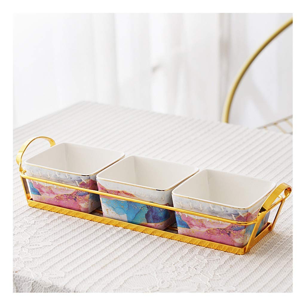 Ceramic Grid Plate Set - 10-Inch Dinner Plates & 6-Inch Appetizer Plates with Bracket - Durable Snack Bowls for Fruits, Nuts, Pastries - Perfect for Home, Restaurant & Gift Use (Set of 4)