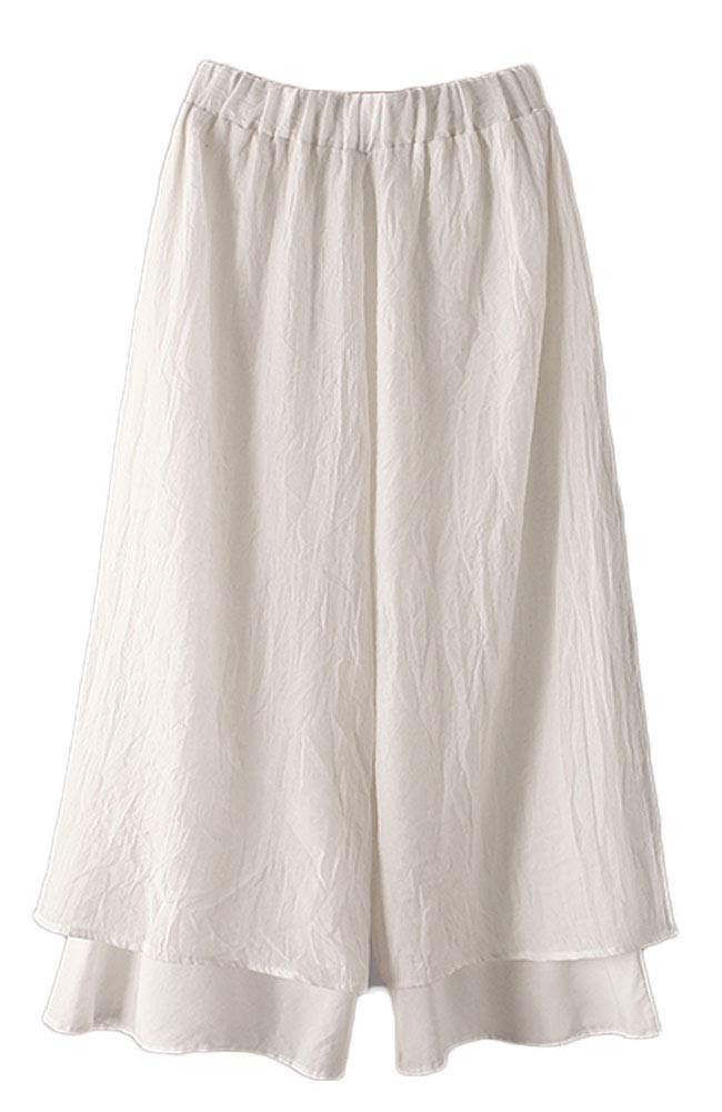 Minibee Women's Wide Leg Palazzo Pants - Loose Fit Elastic Waist Capris Trousers for Casual Wear, Office & Summer Outfits