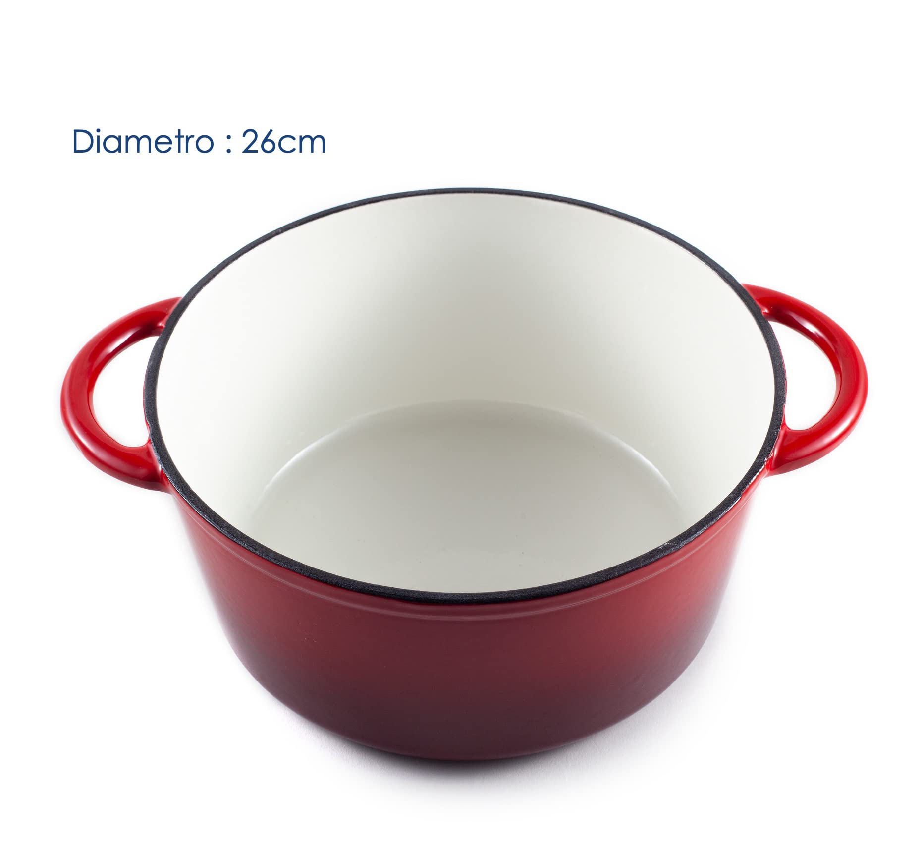 Premium Enameled Cast Iron Dutch Oven 4.7L (26cm) - Heavy Duty Bread Baking Pot with Lid, Versatile Cooking & Roasting Pan for Oven & Stovetop (Red) - Perfect for Artisan Bread, Stews, Soups & Braising