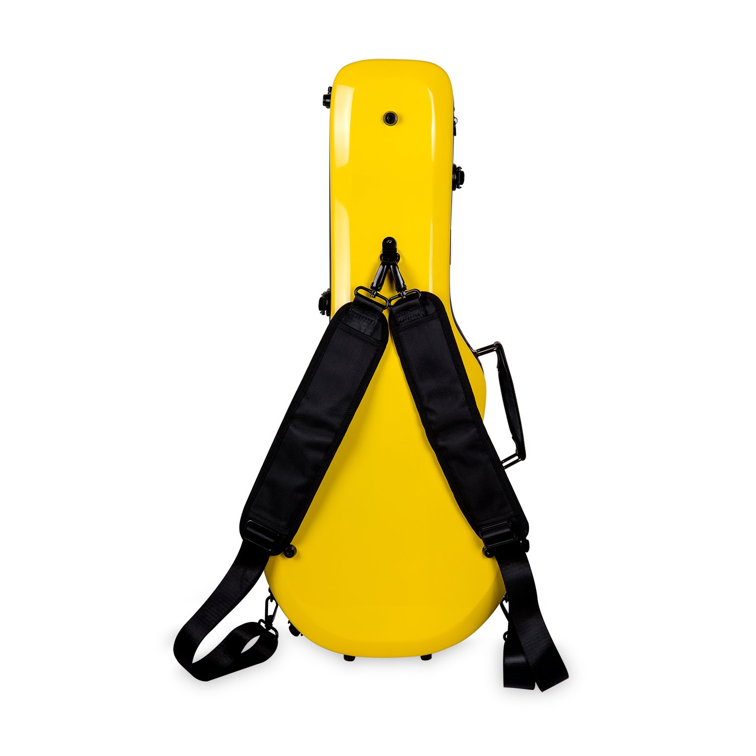 Crossrock F Style & A Style Mandolin Hard-Shell Fiberglass Case with Padded Backpack Straps - Yellow | Durable Protection for Travel, Performances & Storage