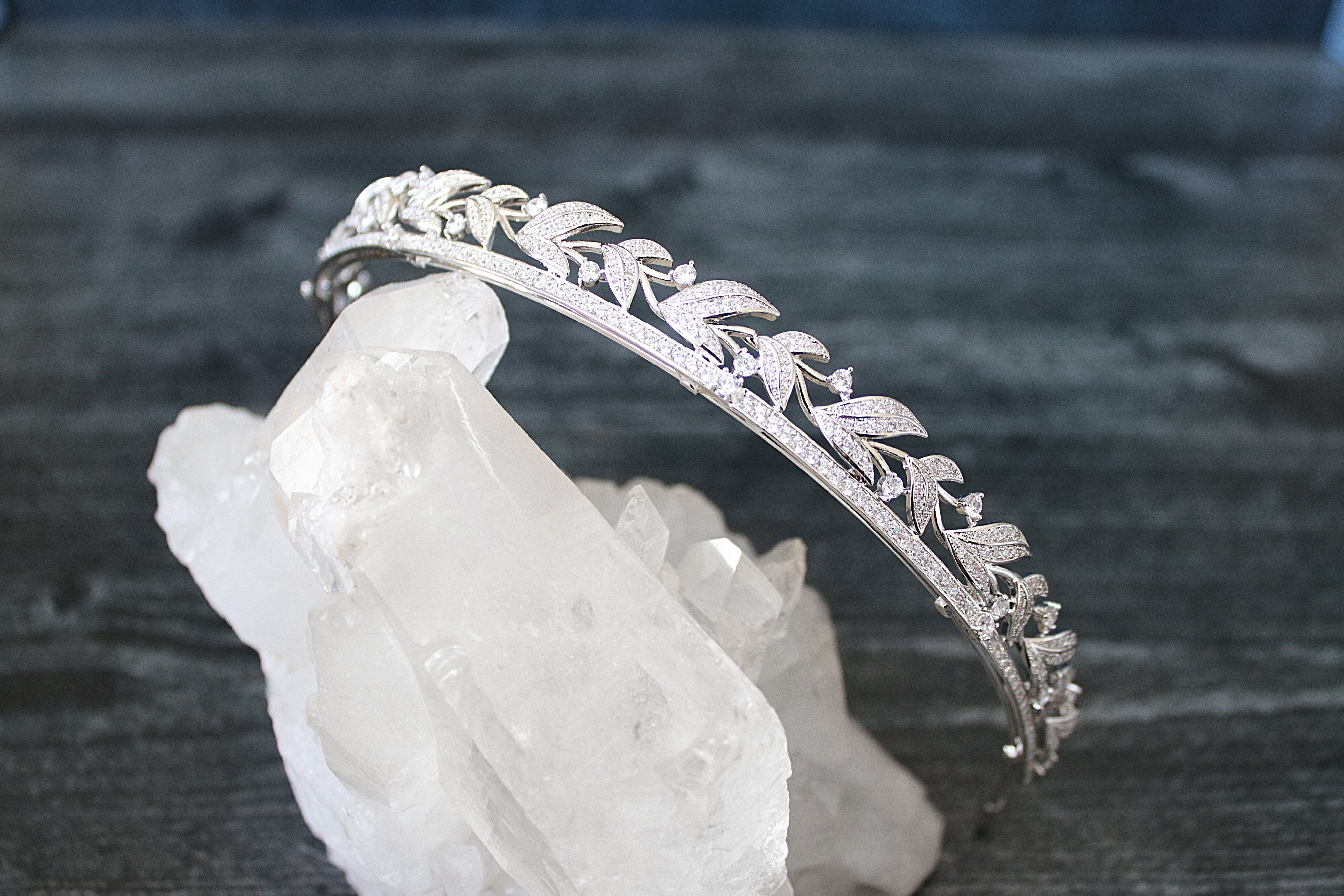 LADY VIOLET Simulated Diamond Wedding Tiara - Elegant Crystal Bridal Crown for Bride, Prom, Pageant, and Special Occasions