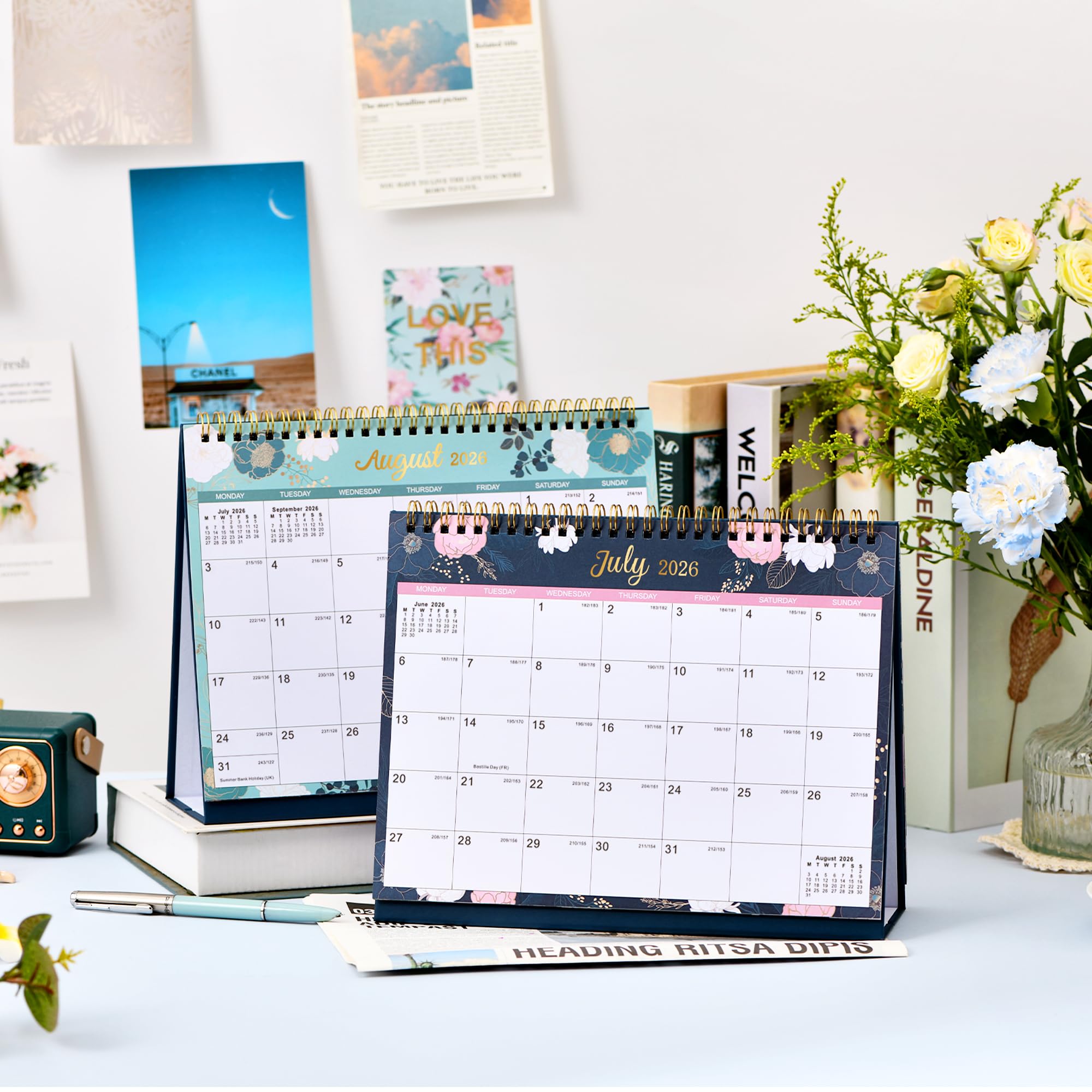 2025-2026 Desk Calendar - 18-Month Planner from March 2025 to August 2026 | 10