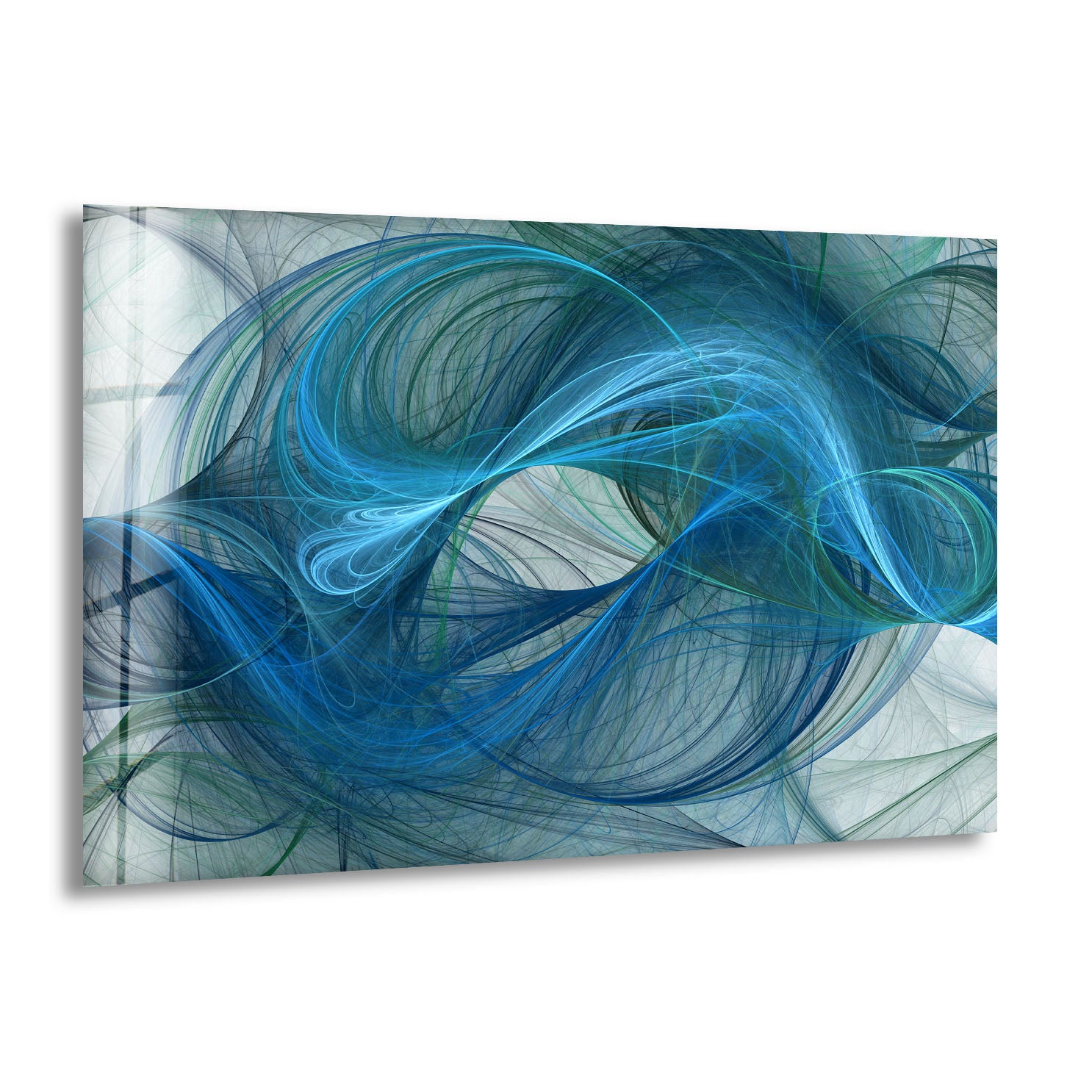 Blue Energy Abstract Wall Art - Fluid Motion Glass Print for Modern Home & Office Decor | Stunning Contemporary Wall Decor for Living Room, Bedroom & Workspace