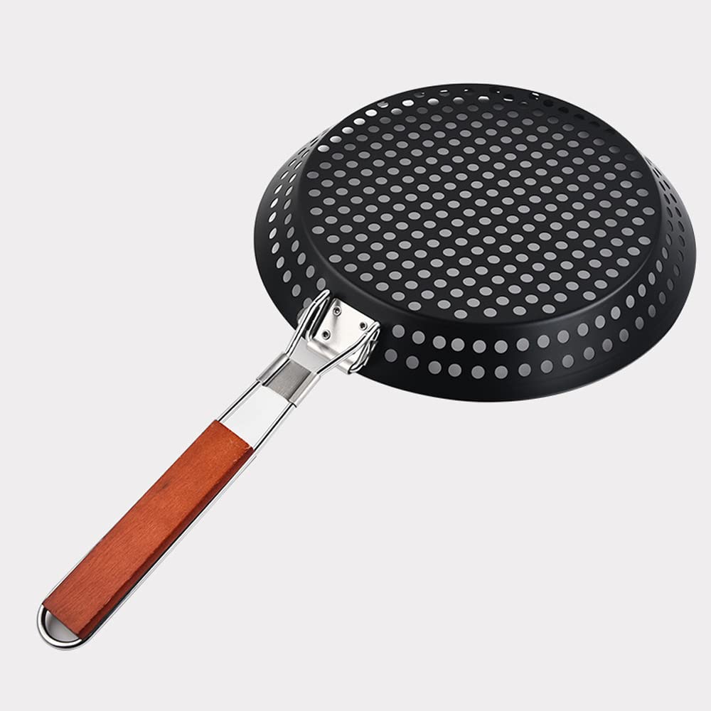 Abcsea 1-Piece Carbon Steel Frying Pan - Wok & Grill Pan for BBQ, Outdoor Cooking & Camping - Perfect for Stir-Fry, Grilling & Deep Frying at Home or Picnics