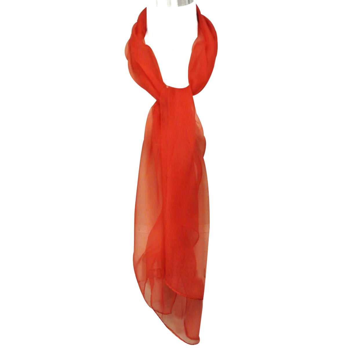 Wrapables Solid Color Silk Long Scarf - Elegant Red Fashion Scarf for Women | Perfect for Office, Evening Events & Travel Accessories