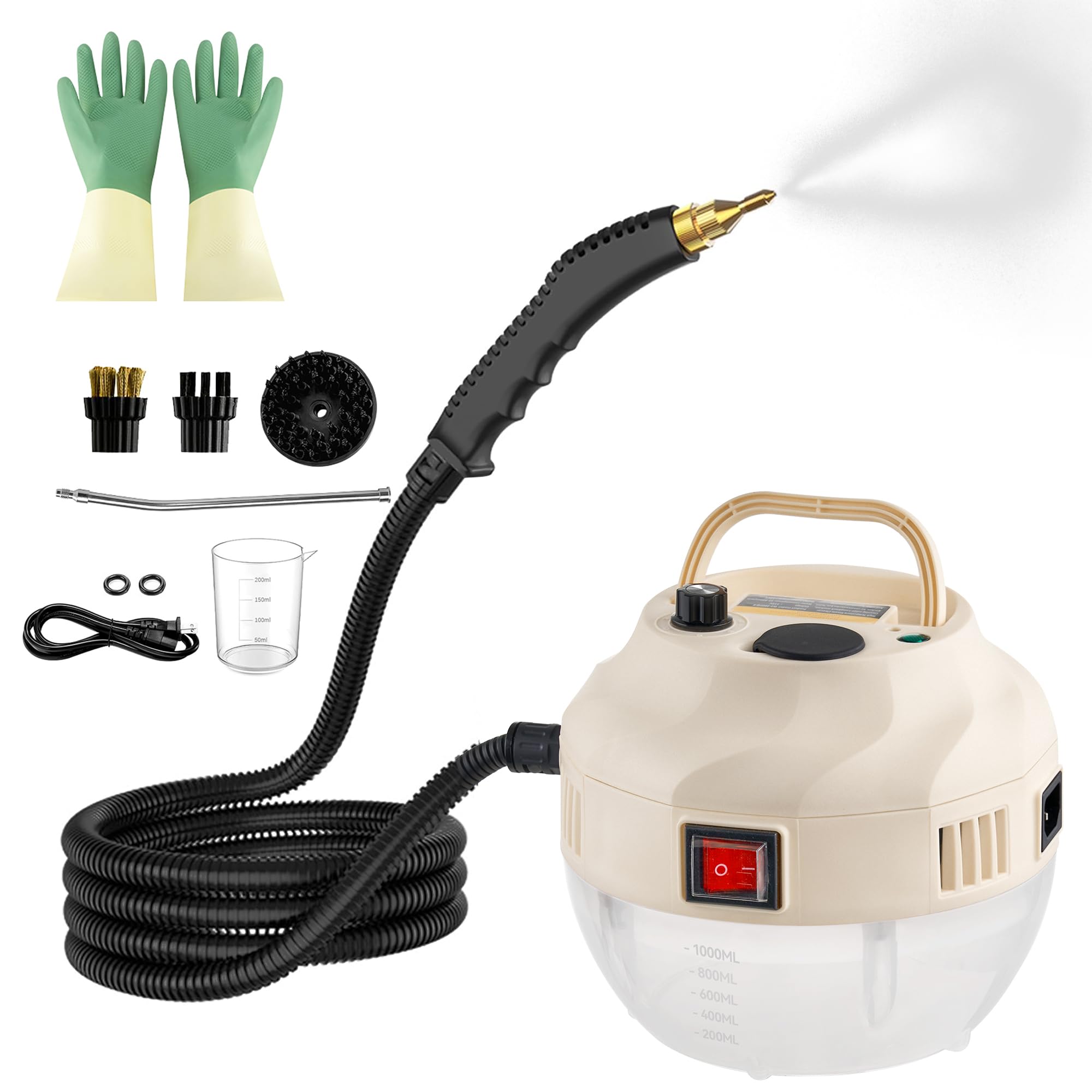 2500W High Pressure Handheld Steam Cleaner for Home & Car - Fast Heating in 10 Seconds with 3 Brush Heads - Perfect for Kitchen, Bathroom, Upholstery & Auto Detailing | Multi-Surface Deep Cleaning Solution for Floors, Tiles, Grout & More