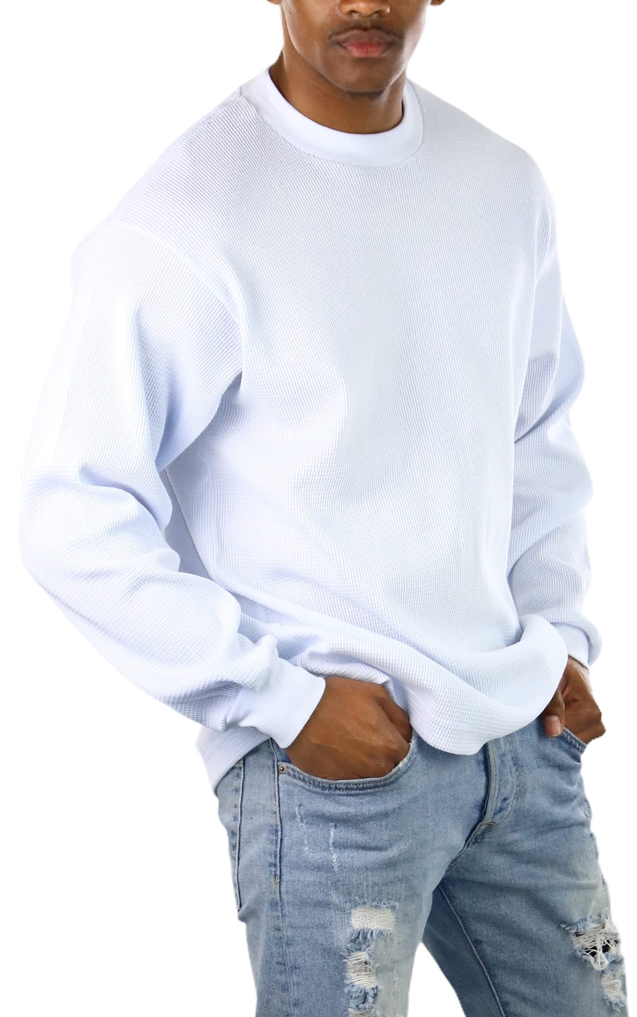 Premium Men's Waffle Thermal Long Sleeve Crewneck Shirt - Heavy & Medium Weight Winter Base Layer for Outdoor Work, Hiking & Cold Weather Activities