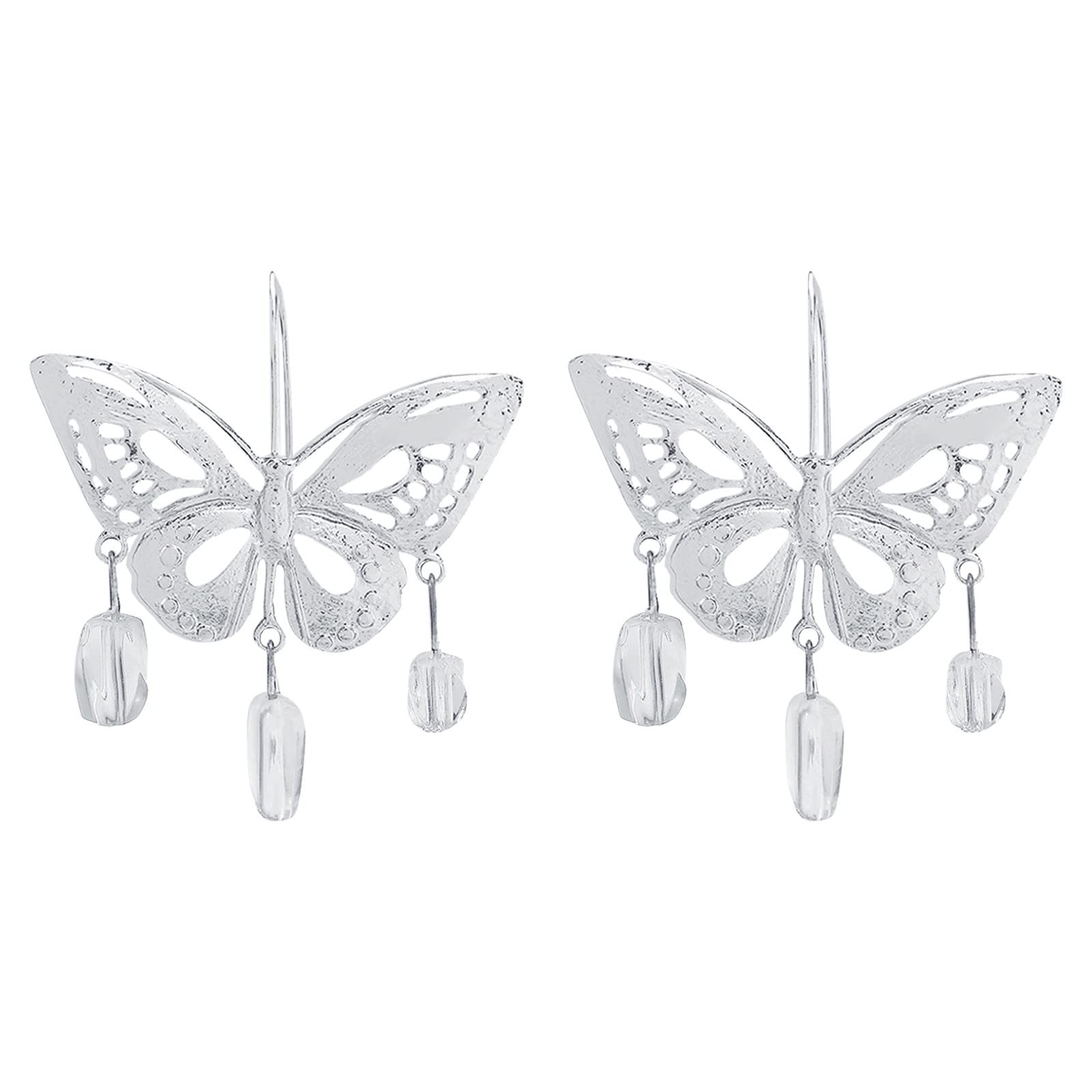 Butterfly Hollow Fashion Earrings for Women - Exaggerated Metal Resin Dangle Ear Jewelry - Perfect for Parties, Weddings & Everyday Wear