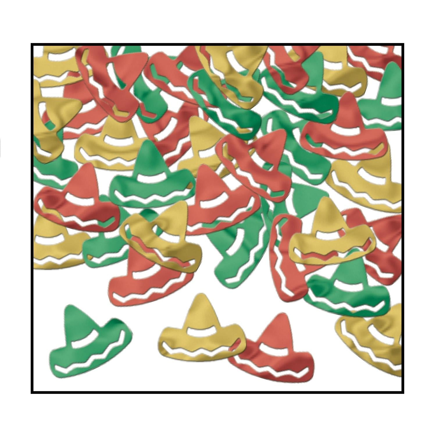 12 Pack Beistle Fiesta Confetti Sombreros - Red, Gold & Green Party Hats (1 Oz per Pack) - Perfect for Cinco de Mayo, Birthday Parties & Mexican Themed Events