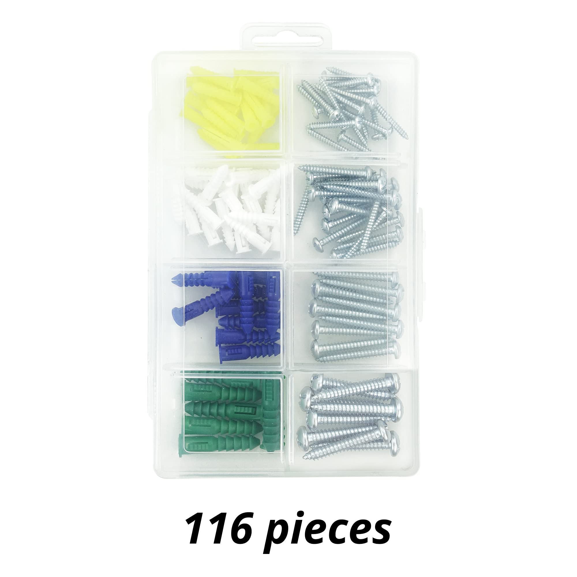 HASWARE 116PCS Drywall Anchors Kit - 4 Sizes for Wallboard & Concrete - Perfect for Picture Hanging & Shelves