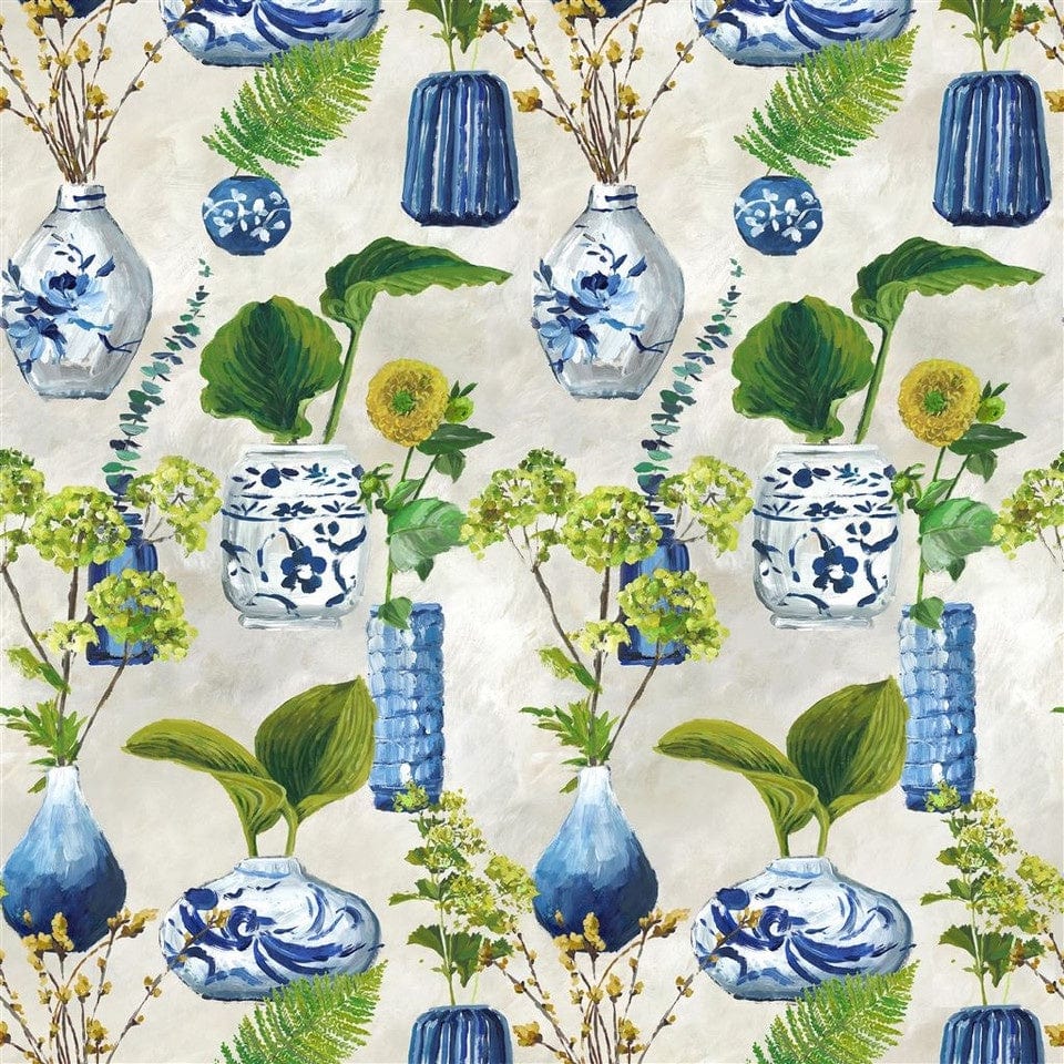 Kawana Delft Blue Fabric - Premium Dutch-Inspired Cotton Fabric for Upholstery, Curtains & Home Decor | Perfect for DIY Projects, Quilting & Crafting