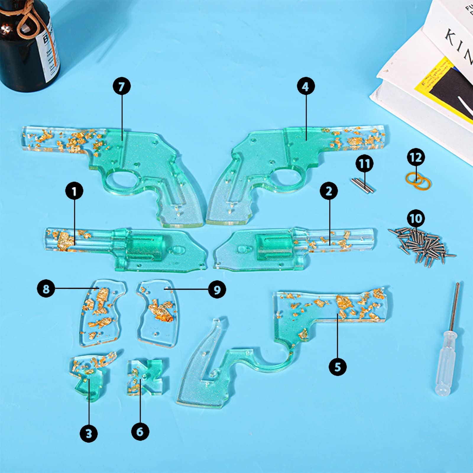 DIY Gun Resin Mold - Revolver Epoxy Resin Silicone Mold for Rubber Band Toy Guns, Home Decor & Craft Projects - Perfect for DIY Enthusiasts, Kids' Toys & Unique Home Decoration Gifts