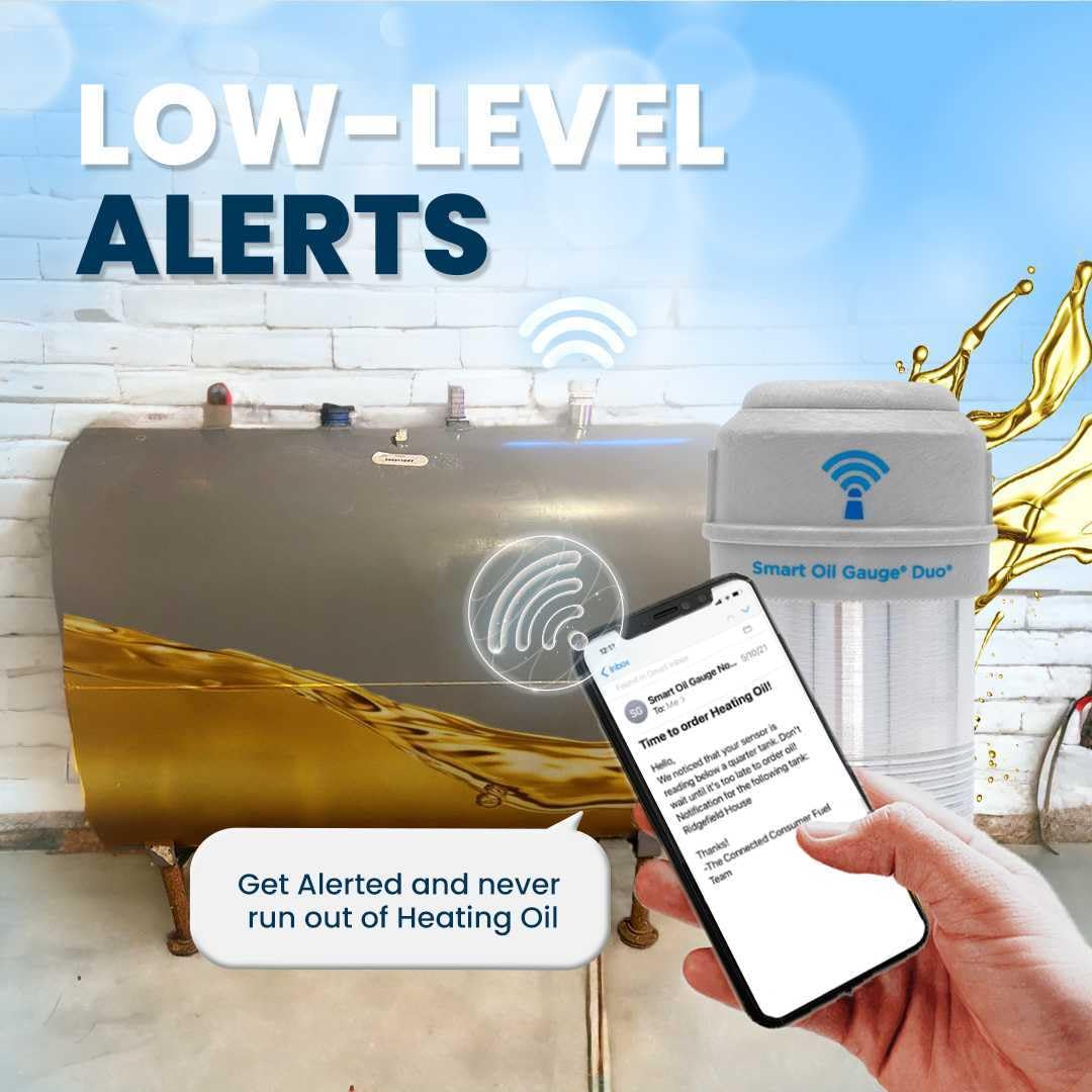 Smart Oil Gauge Duo - Advanced Dual Sensor Wi-Fi Heating Oil Tank Monitor with Alexa Compatibility - Works with 138/275/330/500 Gallon Vertical/Horizontal Tanks - Perfect for Home Heating Systems and Remote Oil Level Monitoring