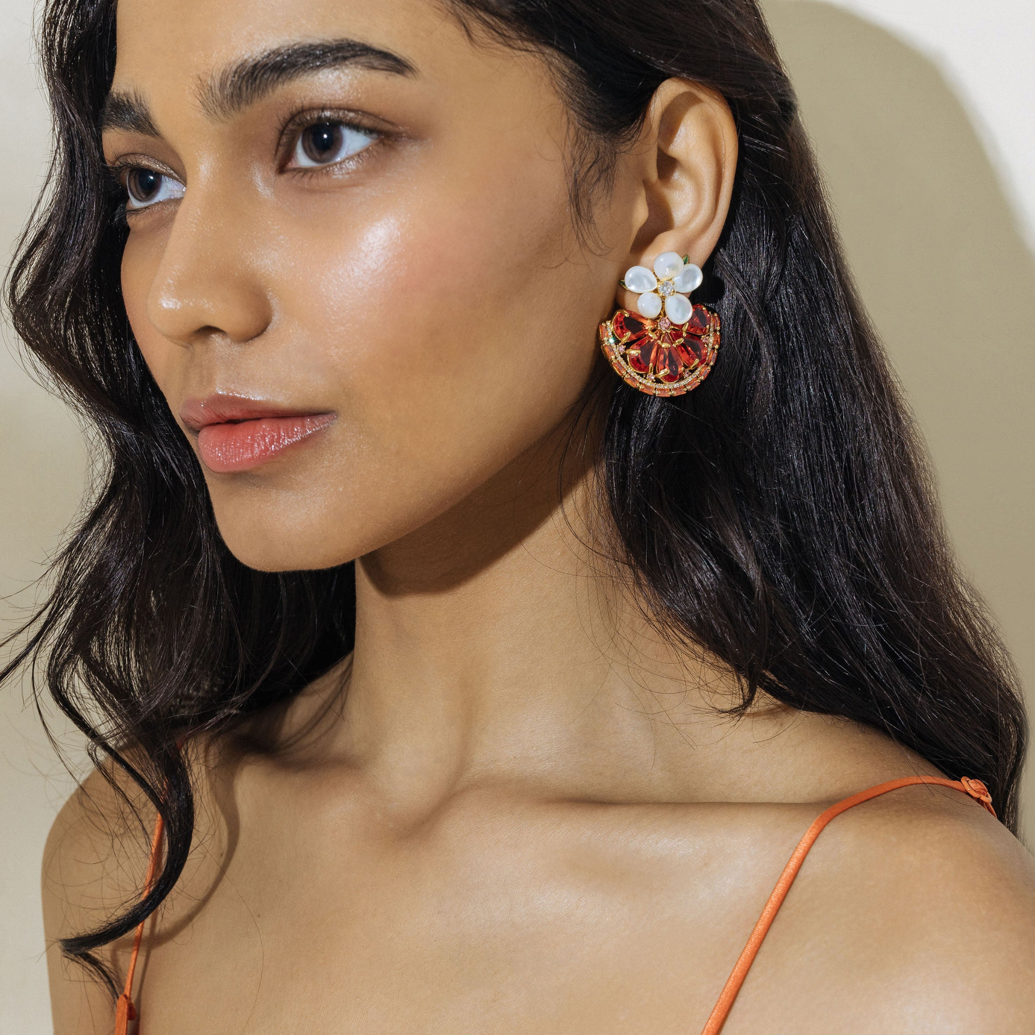Spritz Please Orange Slice Stud Earrings - Fun Citrus Fruit Jewelry for Women - Perfect for Summer, Beach Vacations & Tropical Parties