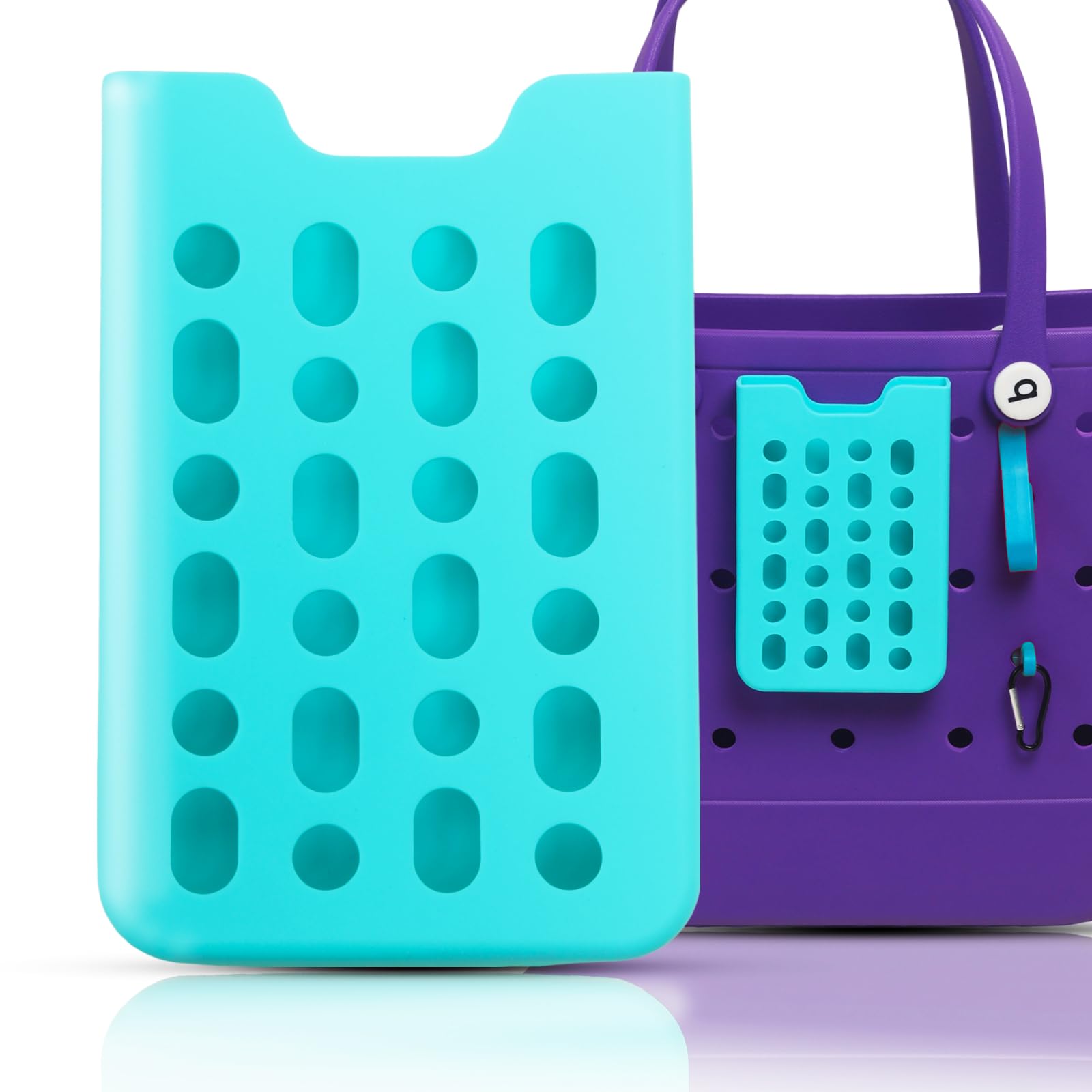 Bogg Bag Accessories Set - Silicone Phone Holder, Keychain Holder & Hook for Bogg Bags (Blue) | Perfect for Beach, Pool & Outdoor Activities