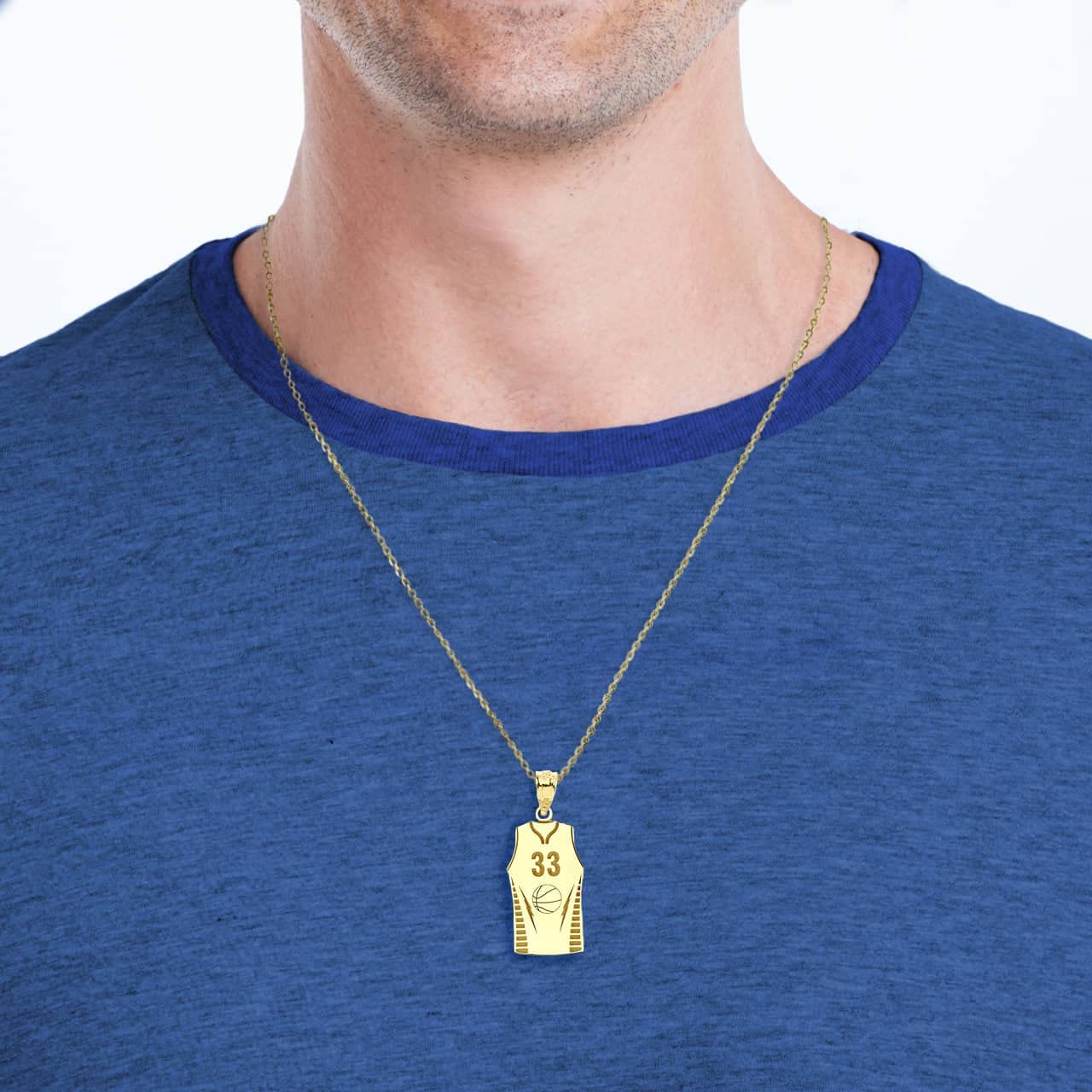 10k Yellow Gold Personalized Basketball Jersey Necklace - Custom Name & Number - Sports Jewelry Gift for Athletes, Basketball Players & Fans - Perfect for Games, Birthdays & Anniversaries