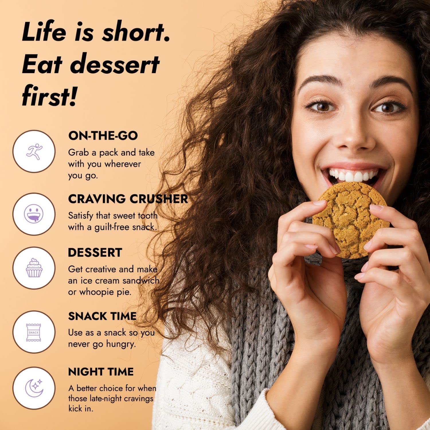 321glo Protein+ Cookies | High Protein Soft Baked Cookies with Collagen (15g Protein per Serving) | Healthy Snack for Men, Women & Kids | 12 Pack Peanut Butter Flavor | Perfect for Gym, Work, School & Travel
