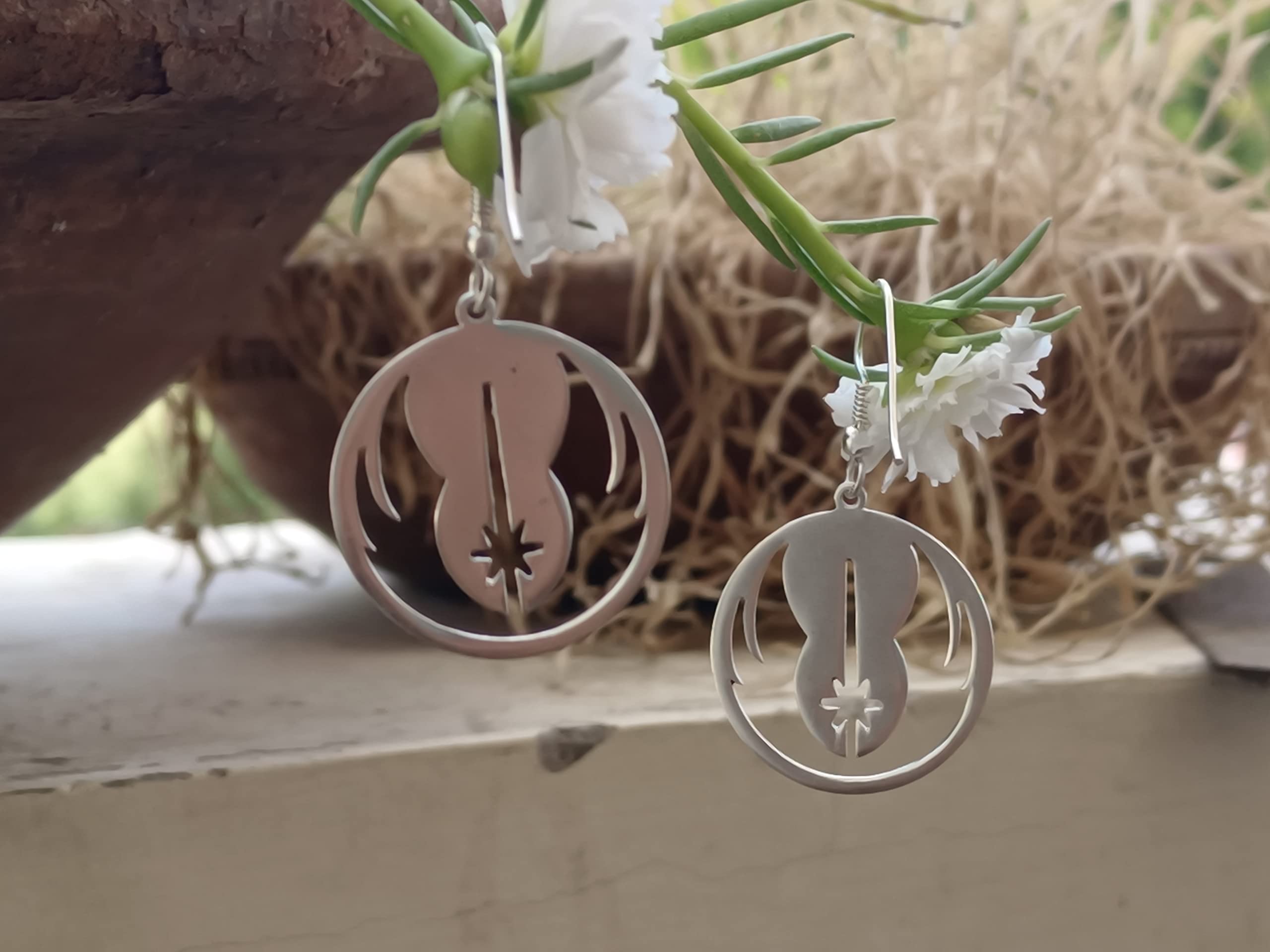 Rebel Alliance Jedi Order Stainless Steel Earrings for Women - Lightweight Dangle Hoop Earrings Fashion Jewelry - Trendy Drop Fishhook Earrings - Star Wars Inspired Galactic Accessory - Perfect Gift for Fans, Cosplay & Everyday Wear