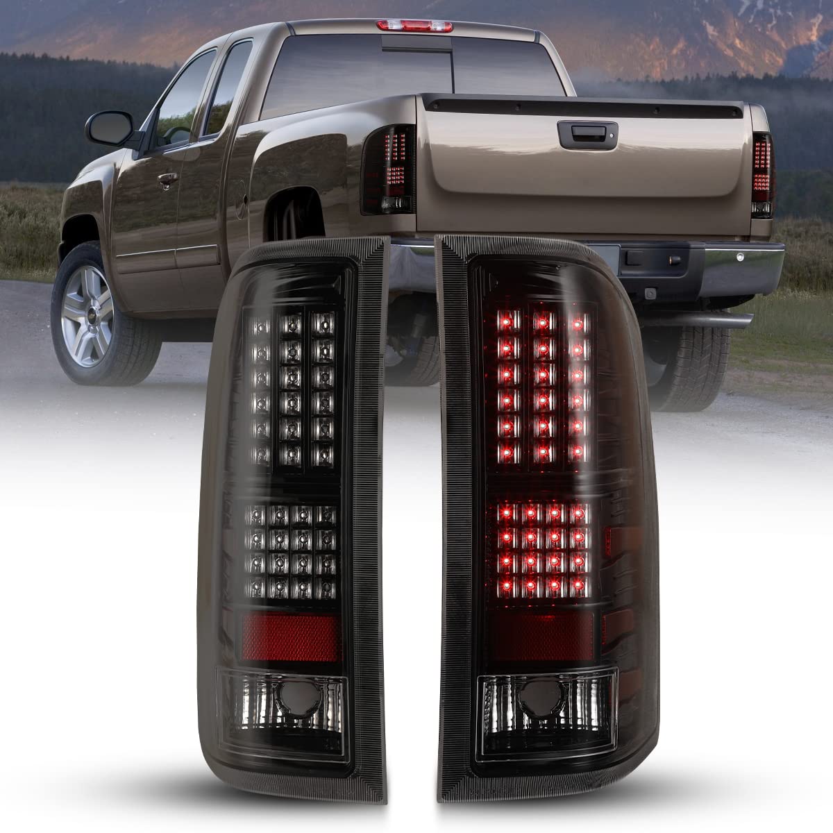CPW LED Tail Lights for Chevrolet Silverado 1500/2500/3500 (2007-2014) - Clear Lens Replacement - Enhanced Visibility & Style for Night Driving & Off-Road Adventures